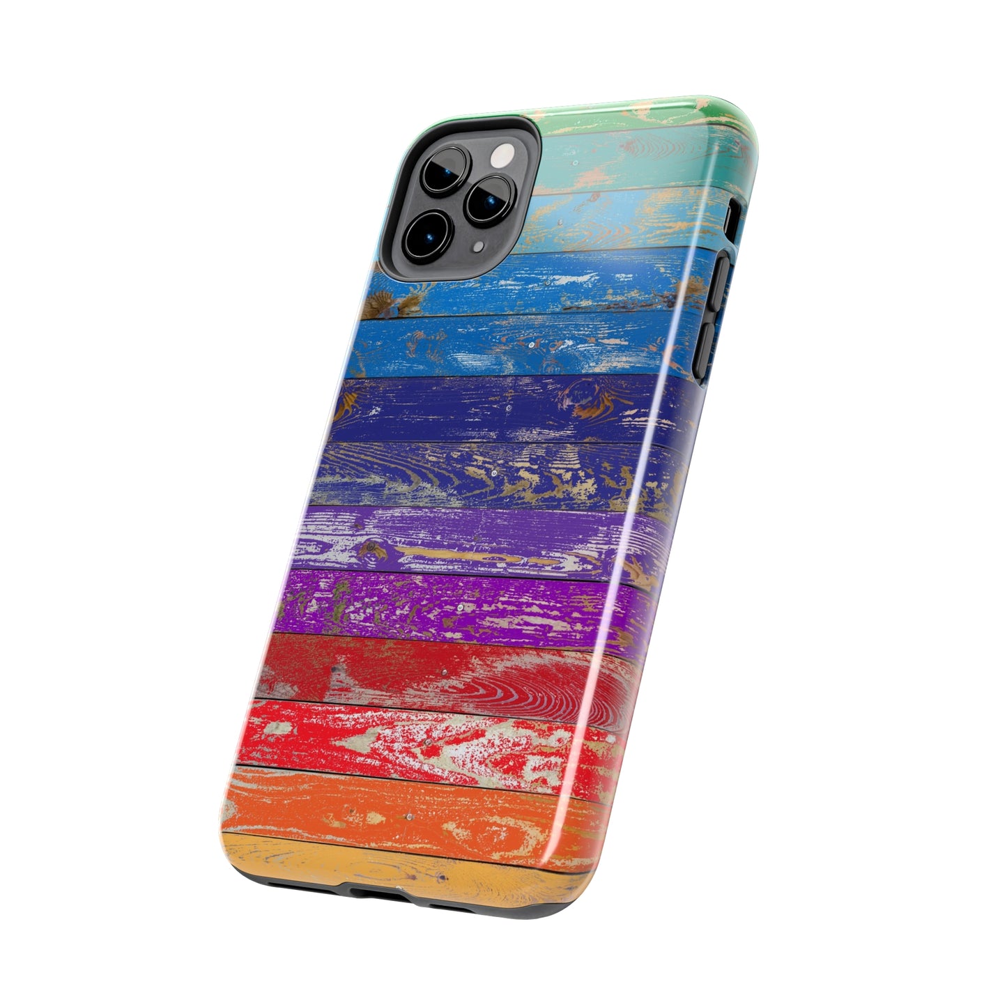 Rainbow Wood Planks Iphone Tough Phone Case