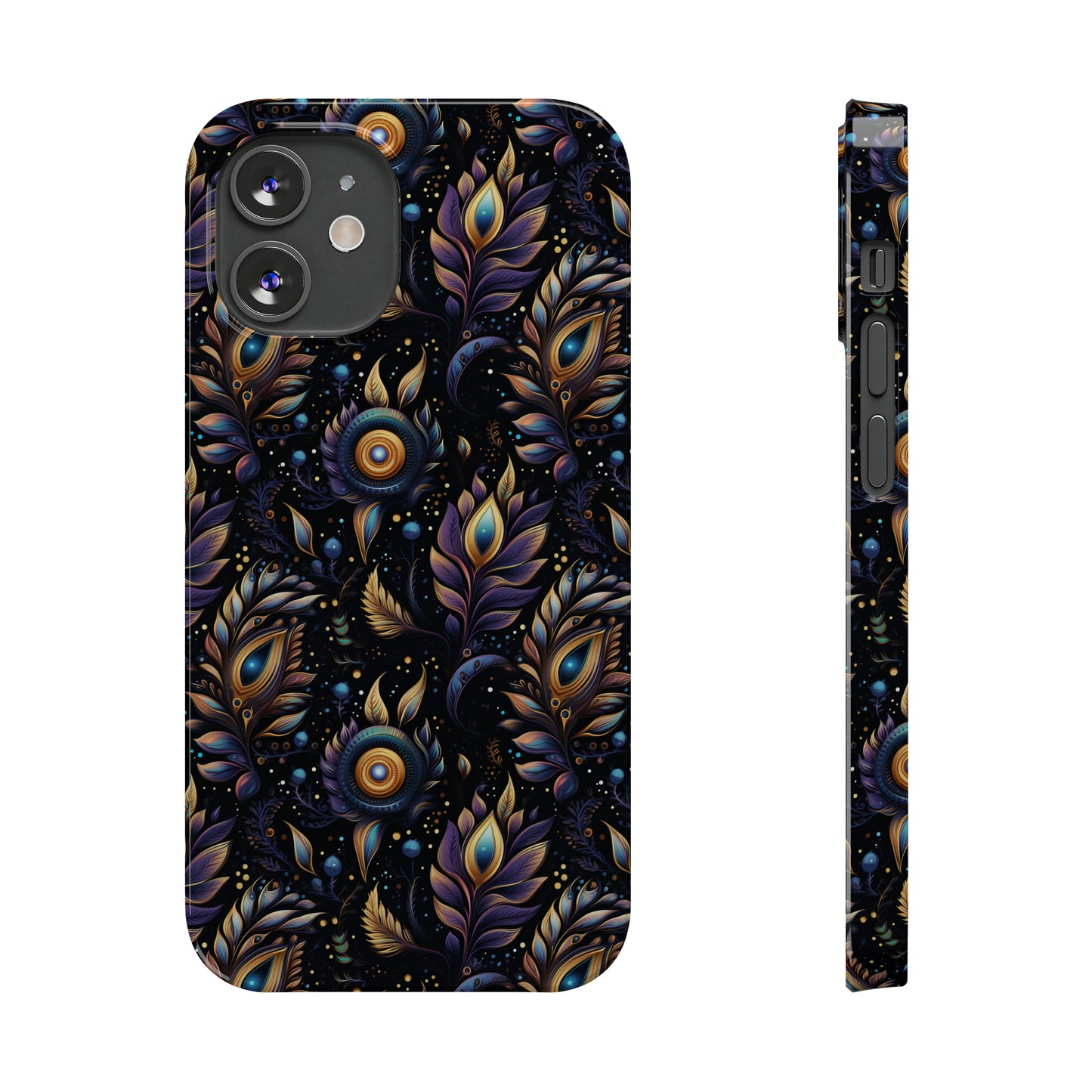 Mystical Enchanted Leaves and Celestial Stars Iphone 15-12 Slim Phone Case