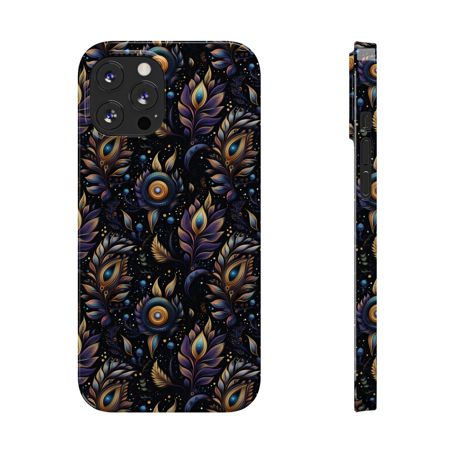 Mystical Enchanted Leaves and Celestial Stars Iphone 15-12 Slim Phone Case