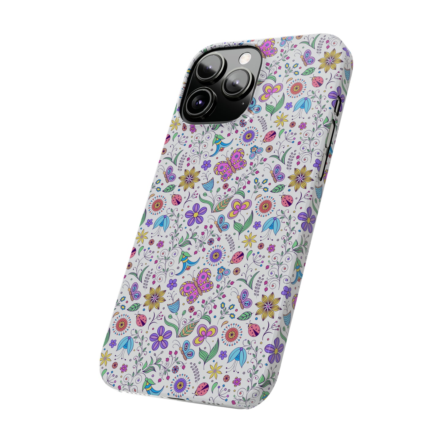 Butterflies and Flowers Iphone 15-12 Slim Phone Case