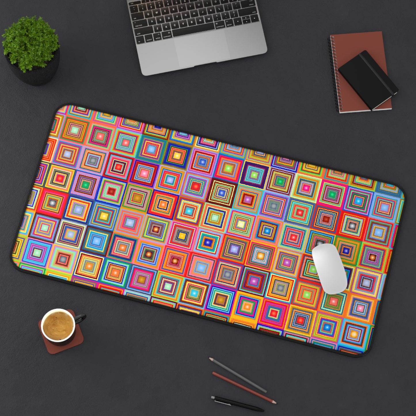 Retro Colored Squares - Desk Mat Extended Gaming Mouse Pad 3 Sizes