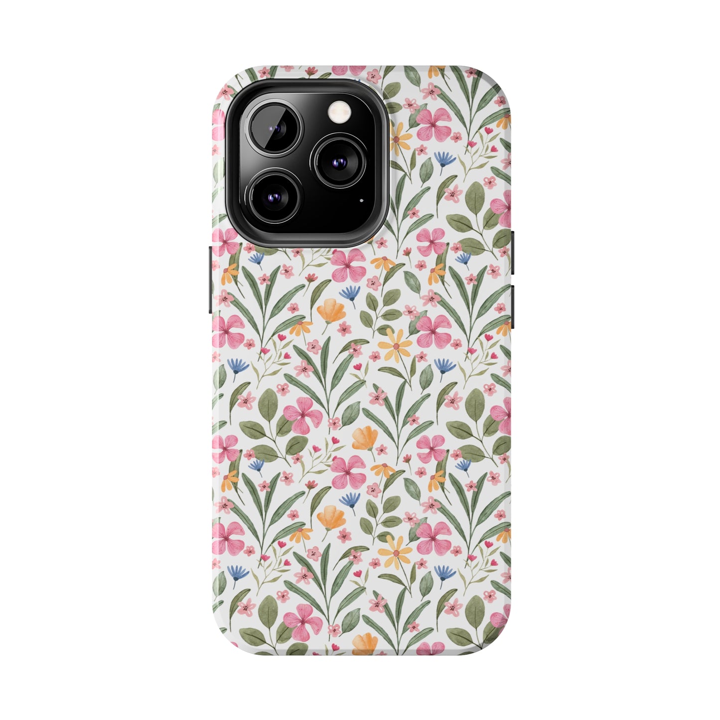 Pink Watercolor Spring Flowers Iphone Tough Phone Case