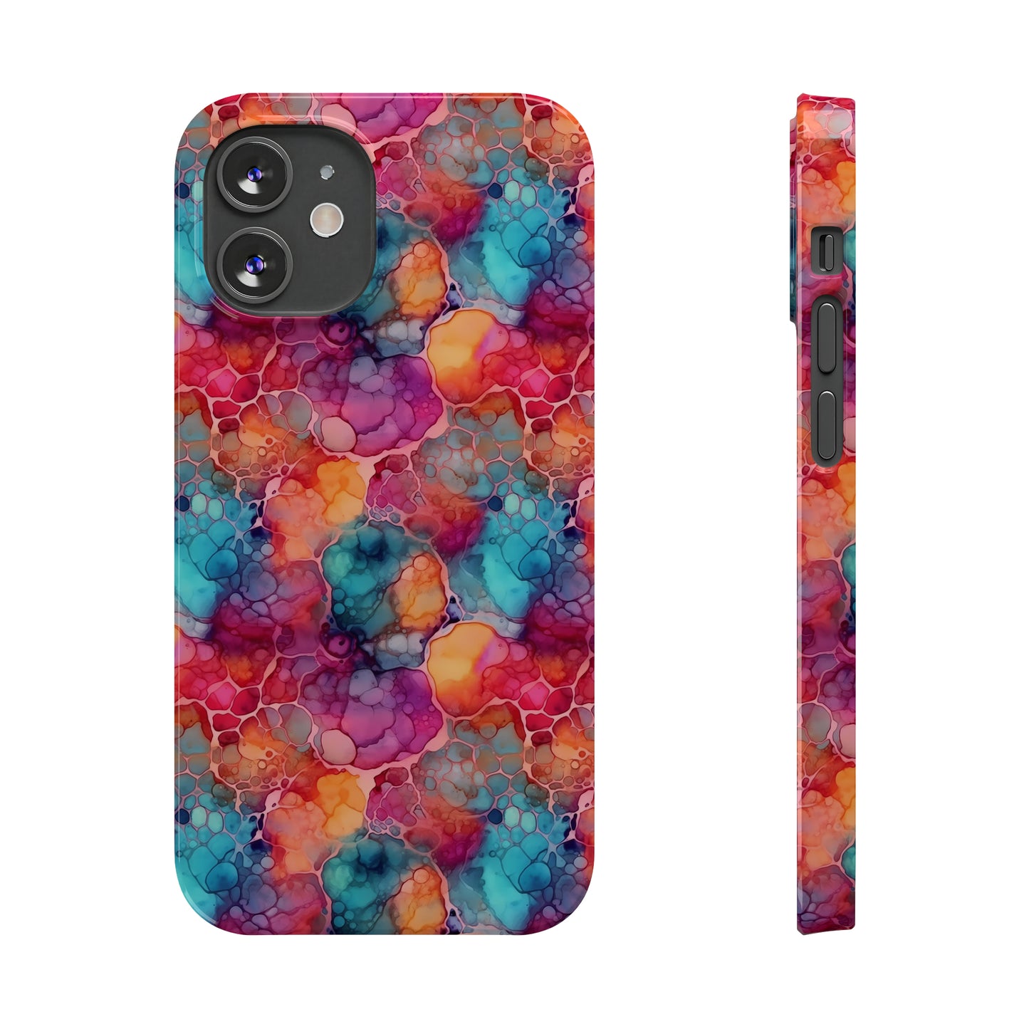 Rainbow Alcohol Ink Design Iphone 15-12 Slim Phone Case