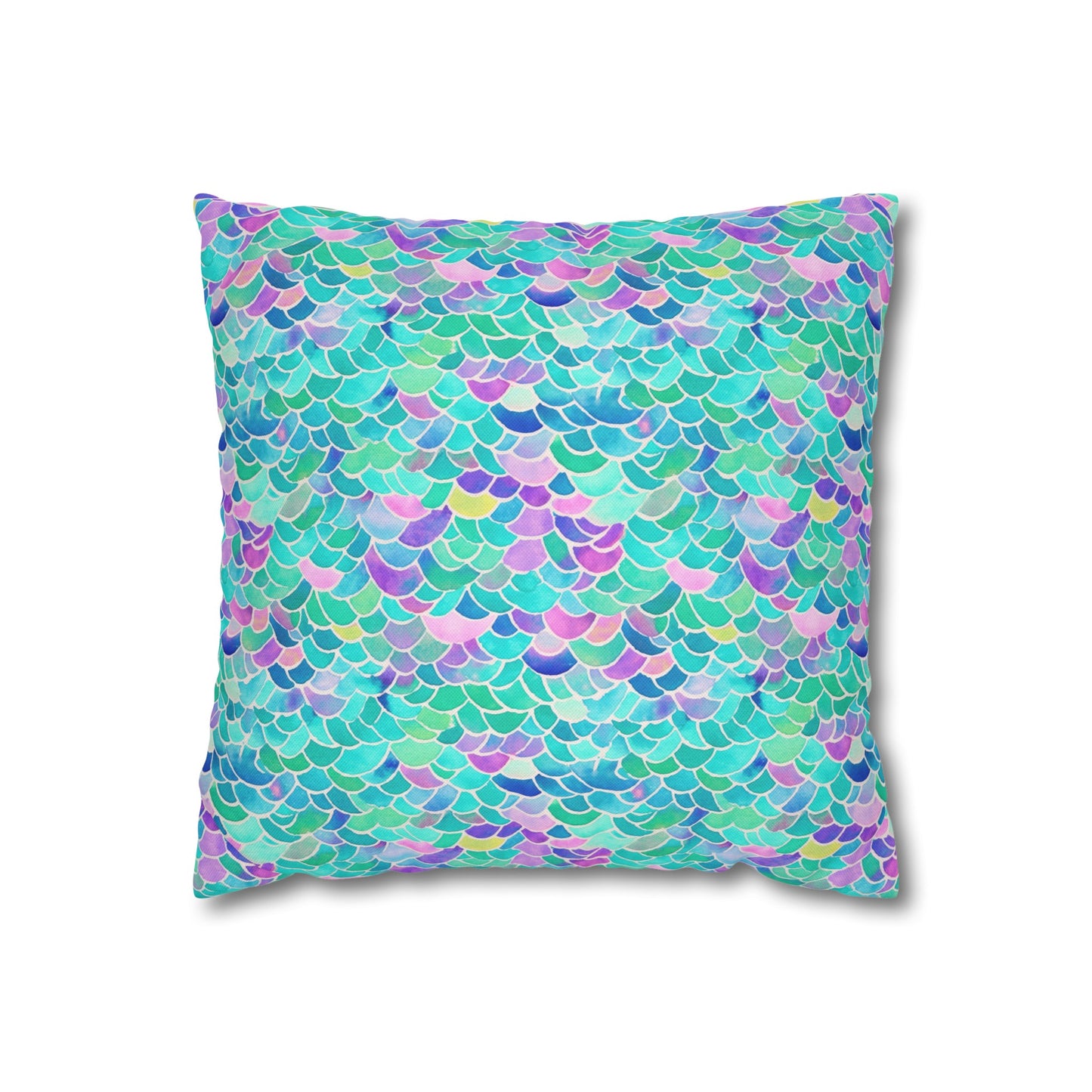 Pastel Seas: Mermaid Tail in Enchanting Pastel Hues Spun Polyester Square Pillowcase 4 Sizes