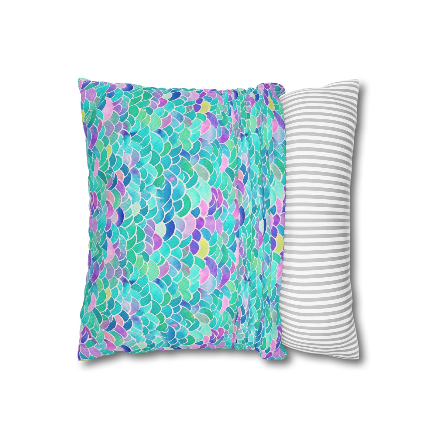 Pastel Seas: Mermaid Tail in Enchanting Pastel Hues Spun Polyester Square Pillowcase 4 Sizes