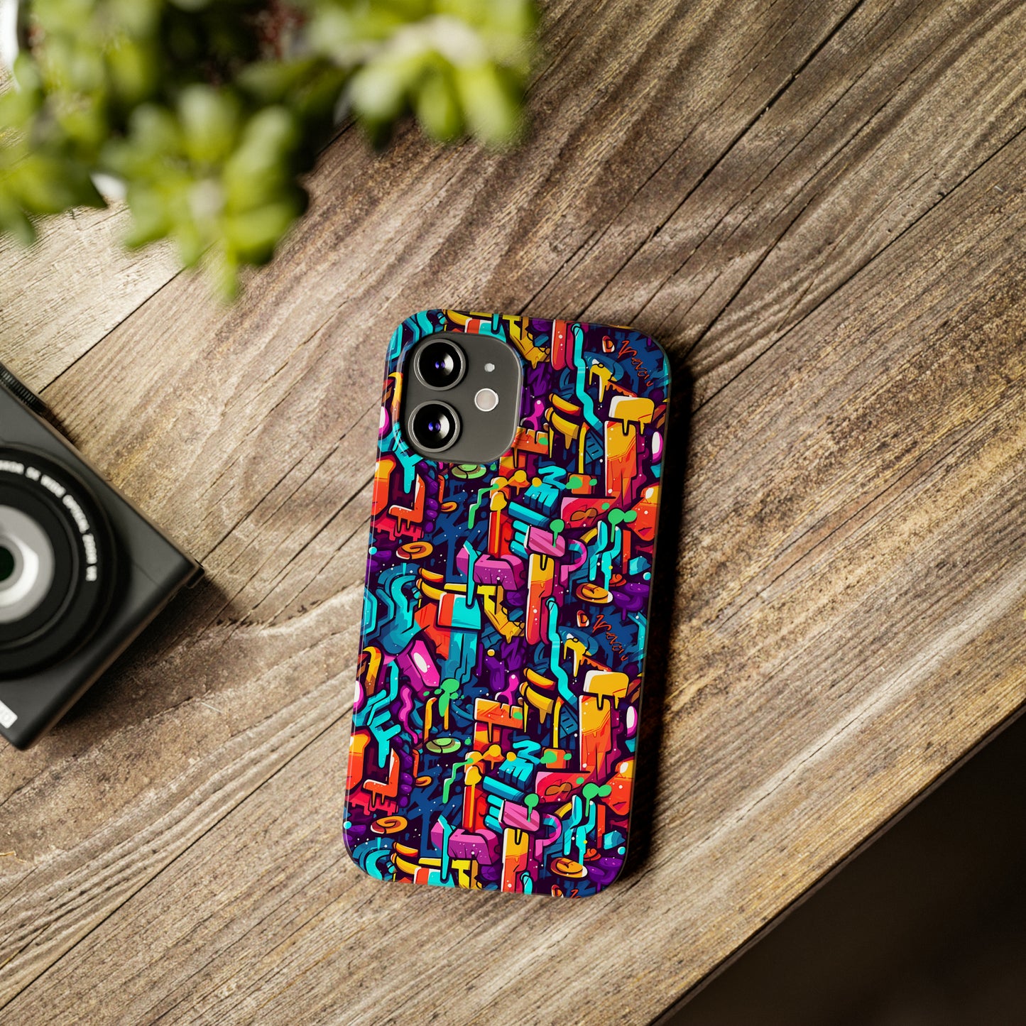 3D Abstract Colorful Street Graffiti Art Design Iphone 15-12 Slim Phone Case