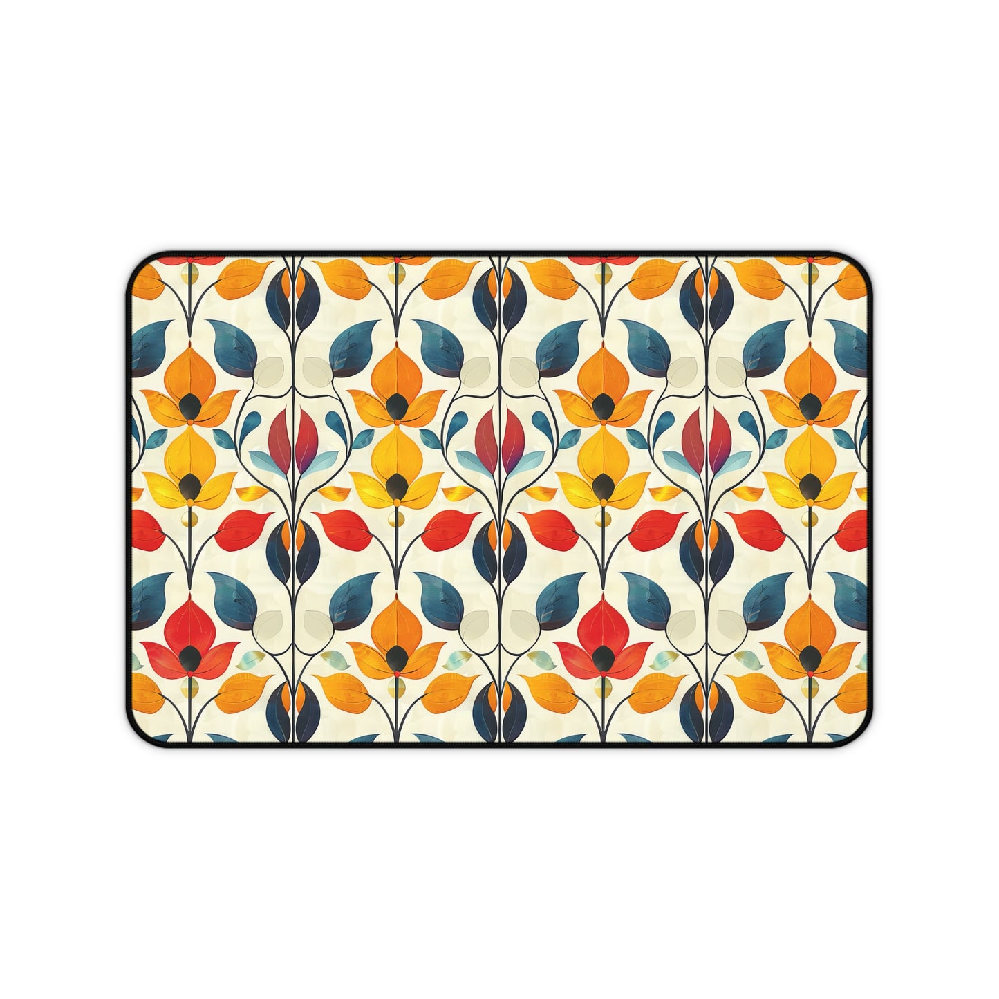 Retro Art Nouveau Vibrant Multicolored Blossoms Gaming Mouse Pad  Desk Mat  - 3 Sizes