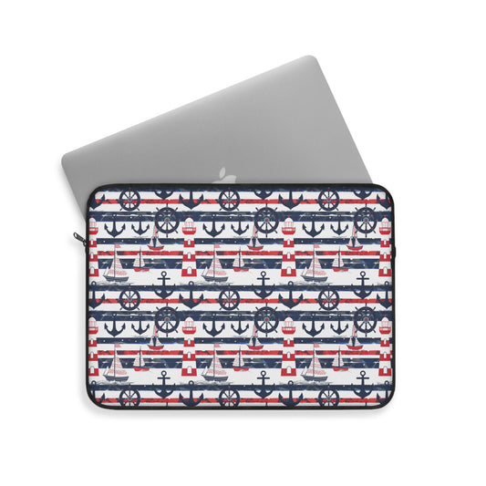 American Patriotism in Nautical Lighthouses, Anchors and Sailboats Laptop or Ipad Protective Sleeve 3 Sizes Available