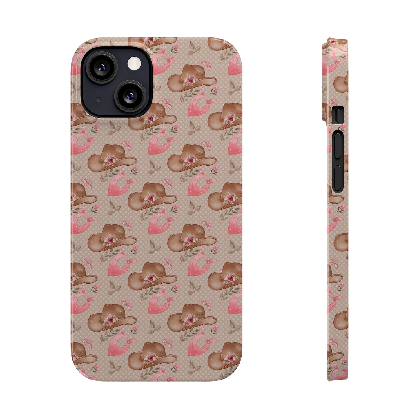 Western Cowgirl Hat with Flowers Iphone 15-12 Slim Phone Case