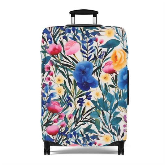 Blooming Brilliance: Large Watercolor Floral Design in Blue, Yellow, and Pink  - Luggage Protector and Cover 3 Sizes