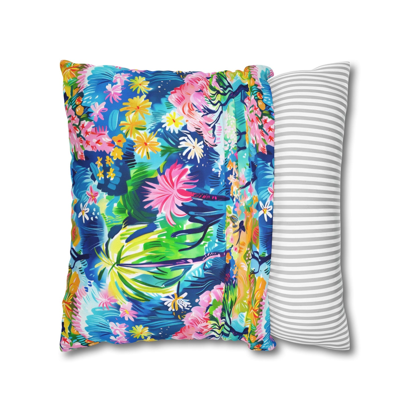 Kaleidoscope Canopy: Tropical Palm Symphony Spun Polyester Square Pillowcase 4 Sizes