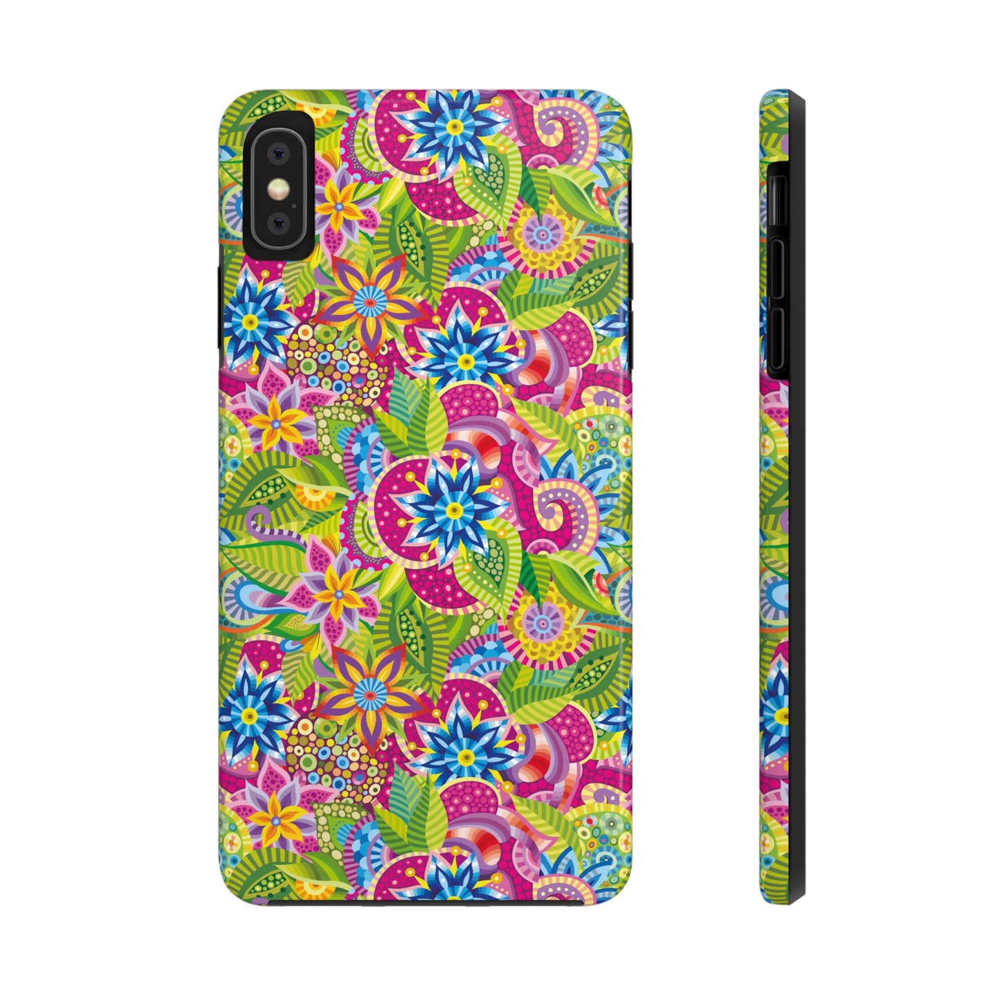 Vibrant Array of Abstract Flowers and Paisley in Rainbow Hues Iphone Tough Phone Case