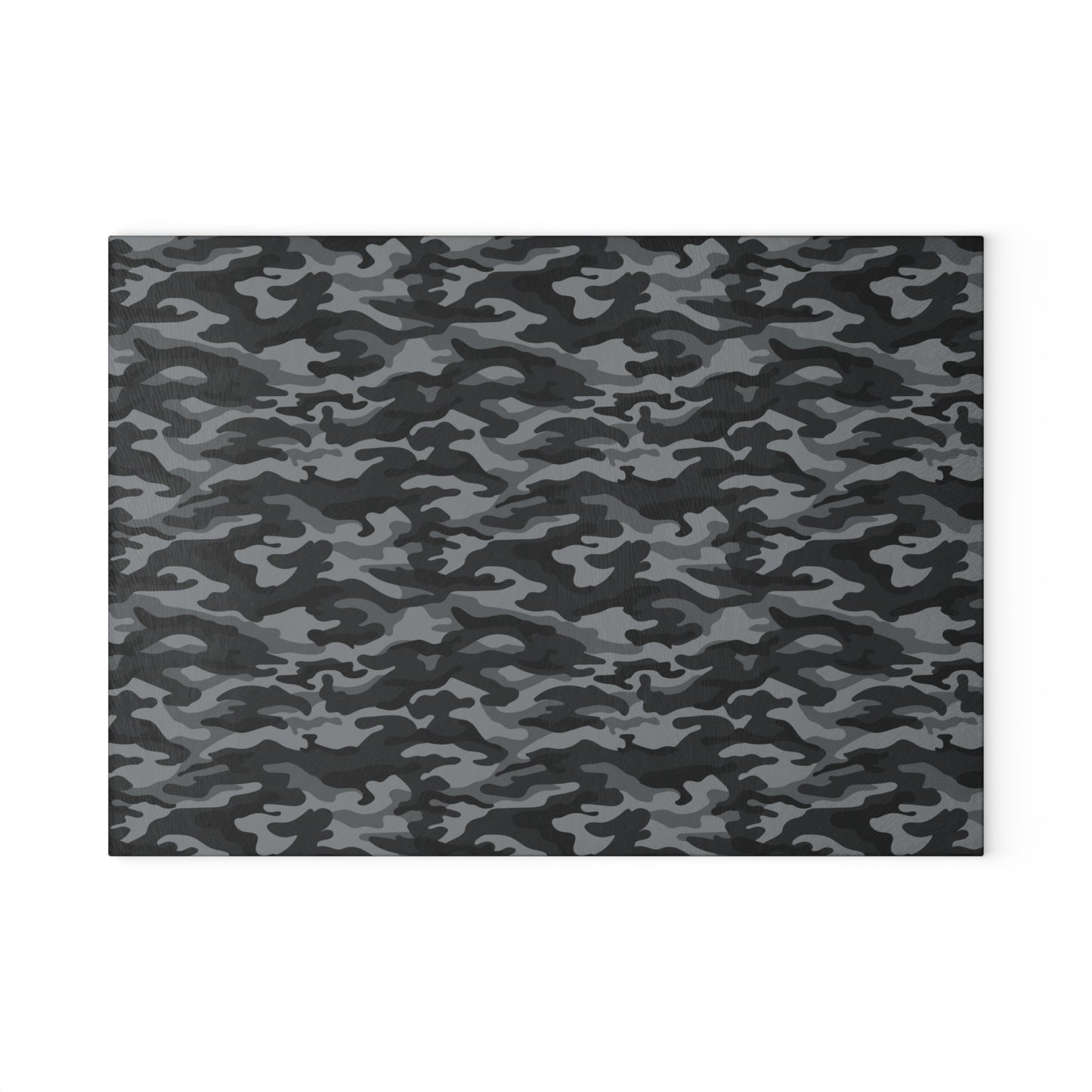 Gray and Black Camouflage Design - Glass Cutting Board  8" x 11" and 11" x 15"