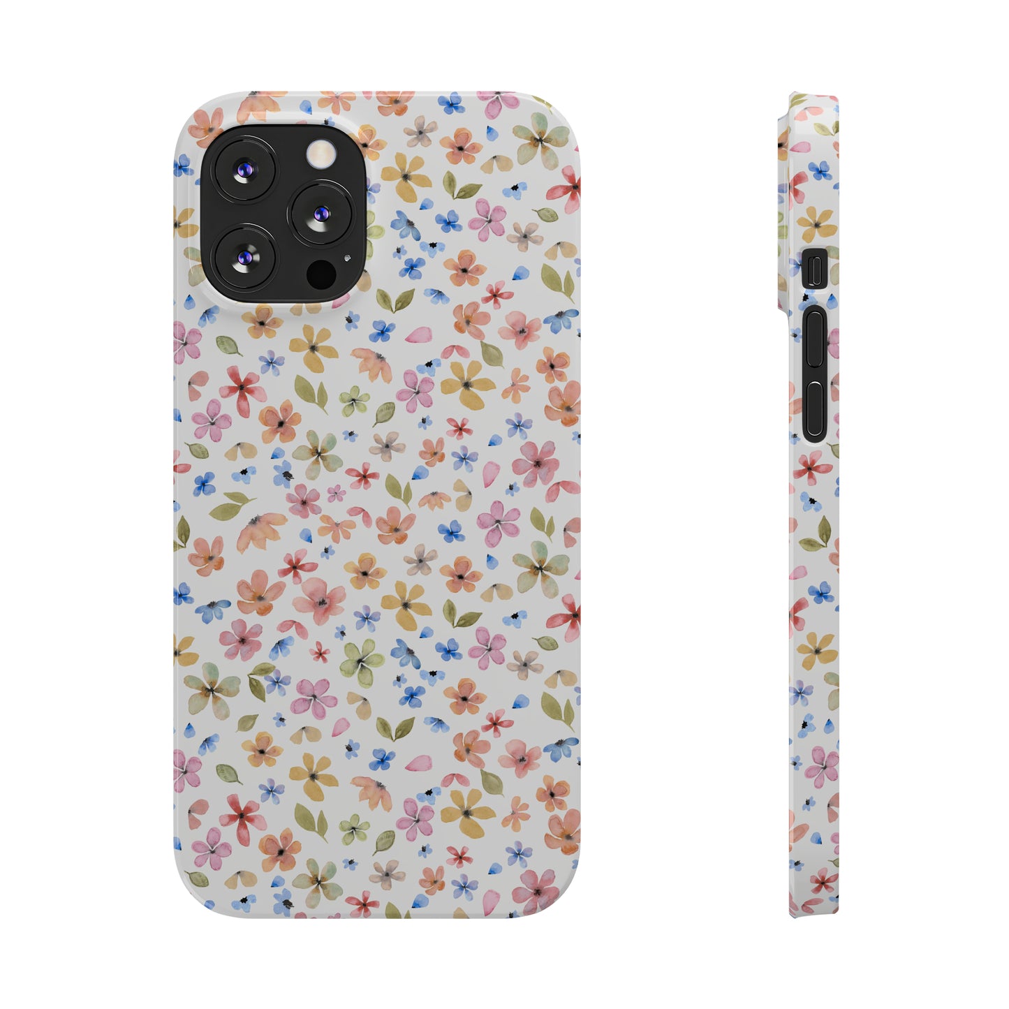 Tiny Pink, Yellow and Blue Flowers Iphone 15-12 Slim Phone Case