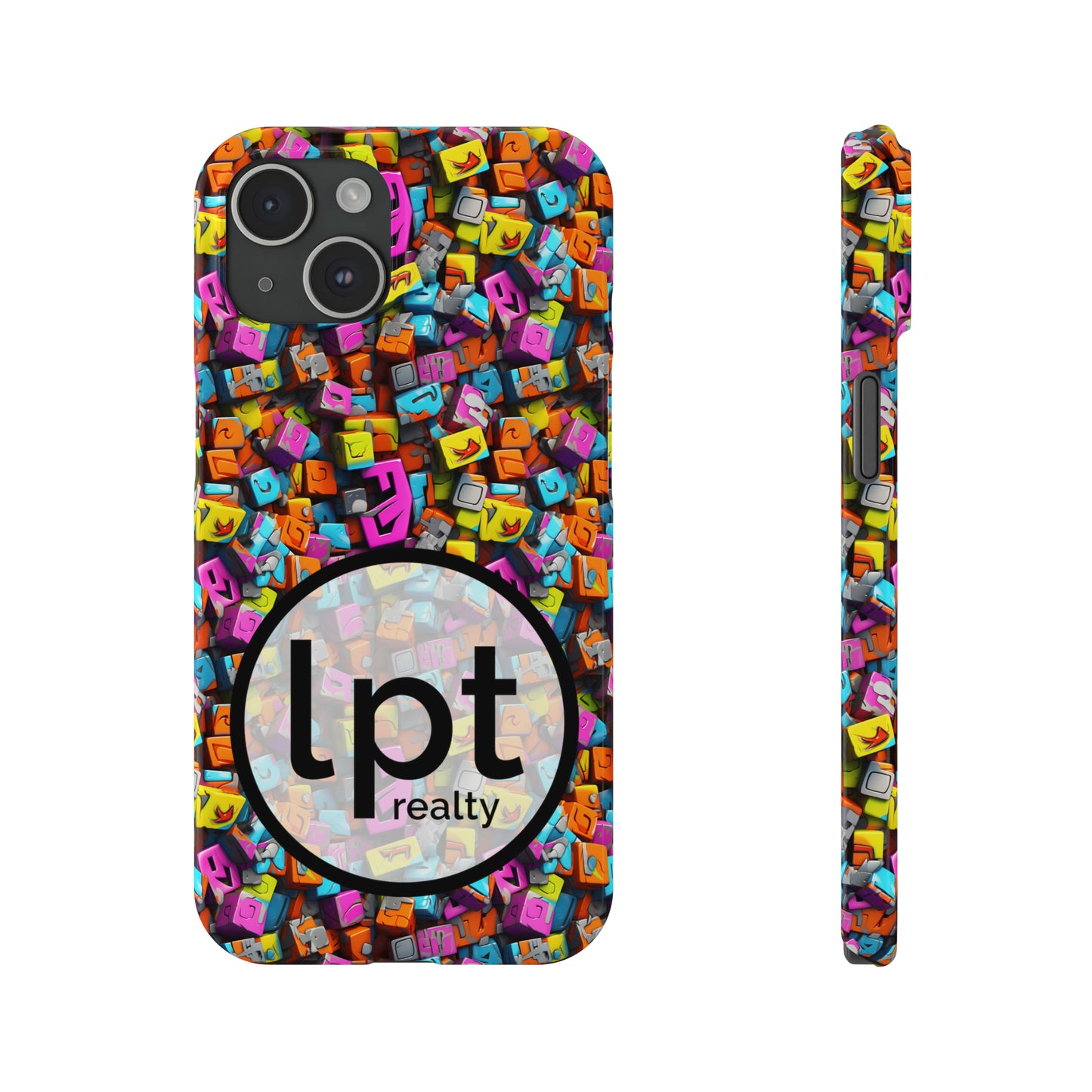 LPT Realty Logo -  3D Abstract Colorful Block Design Iphone 15-12 Slim Phone Case