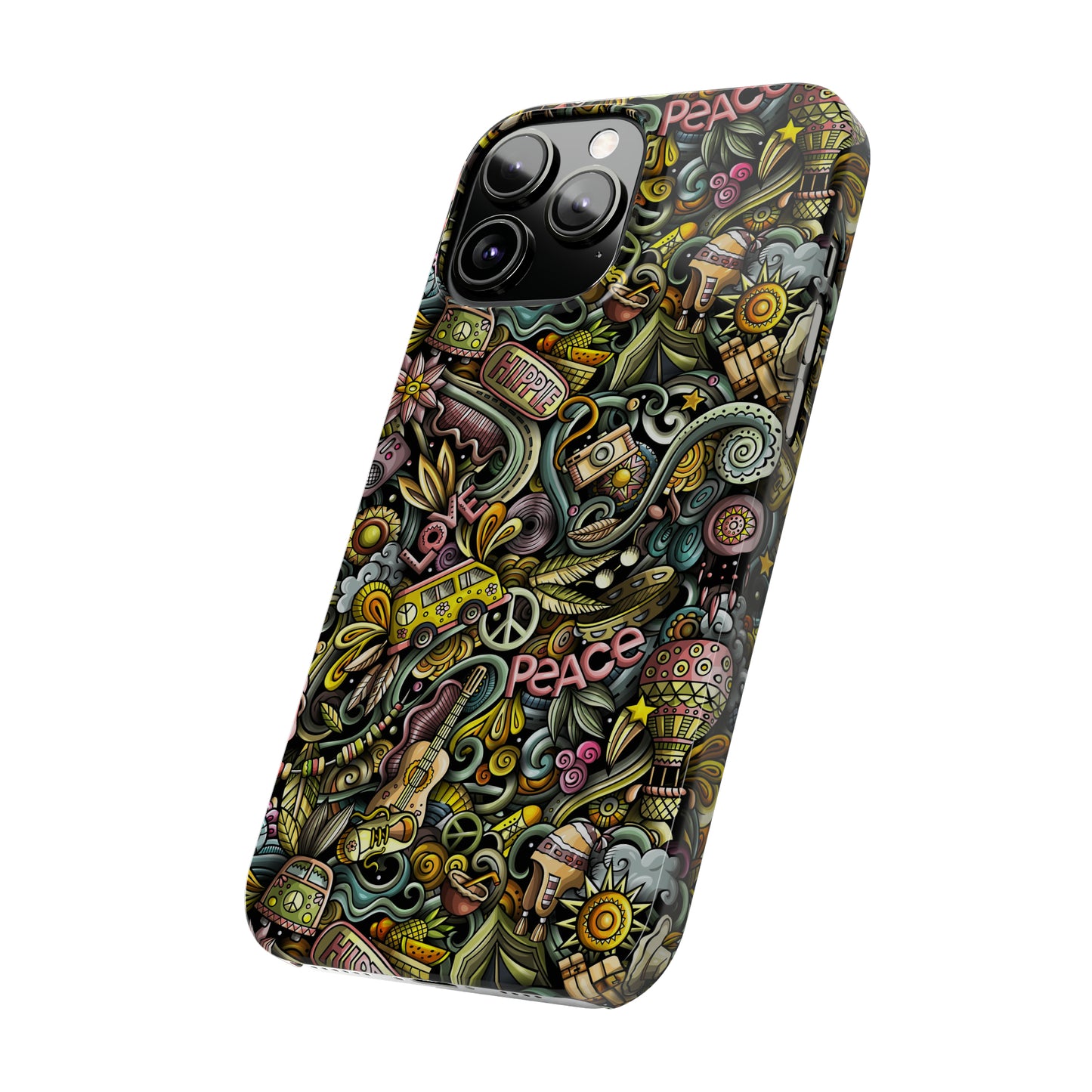 Peace, Love & VW Fun Cartoon Design Iphone 15-12 Slim Phone Case