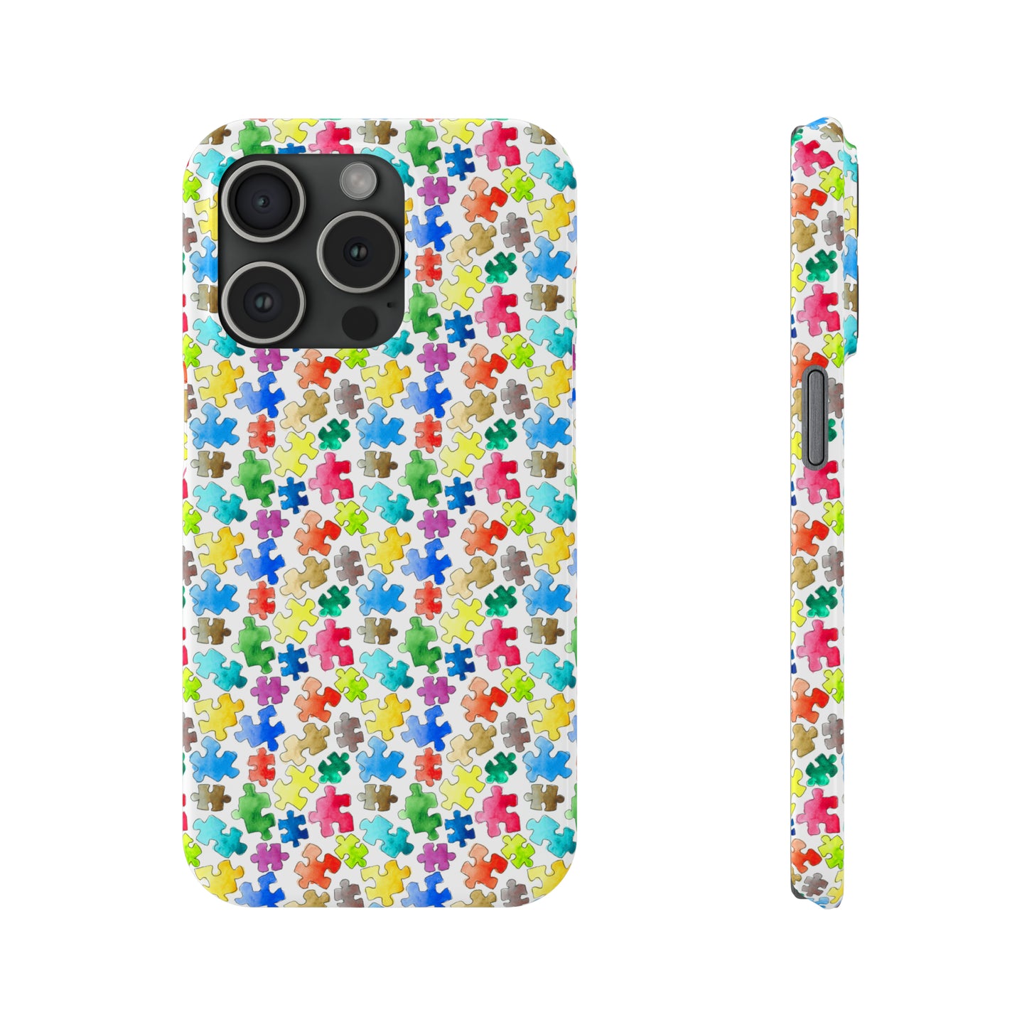 Rainbow Puzzle Pieces Iphone 15-12 Slim Phone Case