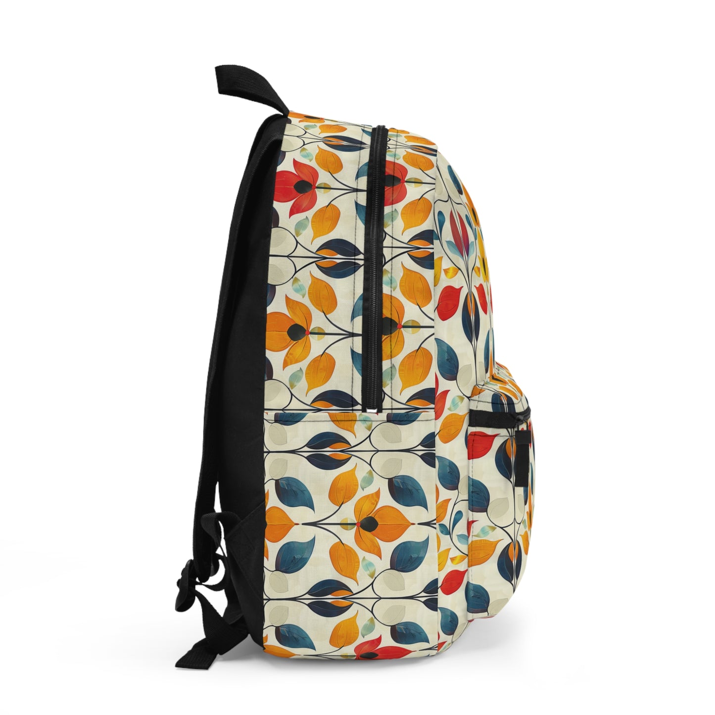 Retro Art Nouveau Vibrant Multicolored Blossoms Lightweight Stylish Durable Backpack (Made in USA)