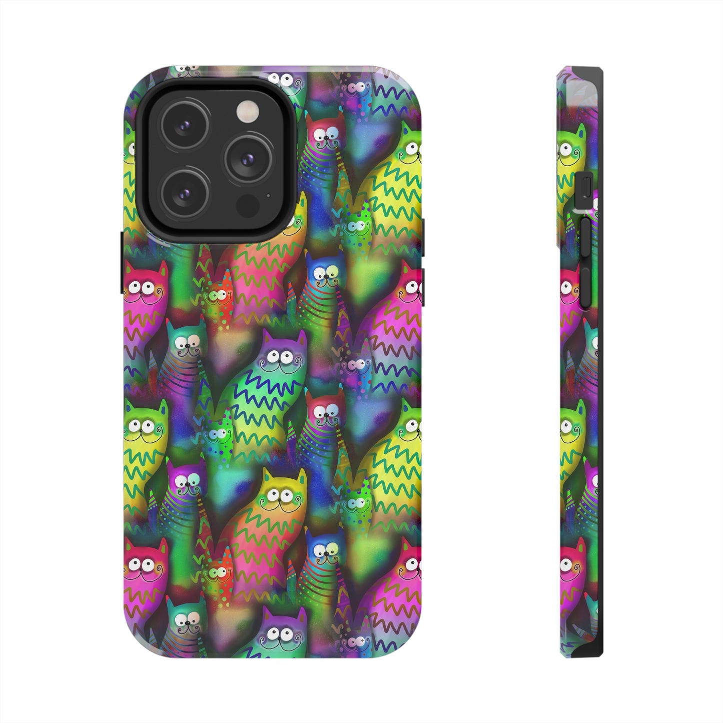 Neon Rainbow Cartoon Cats Iphone Tough Phone Case