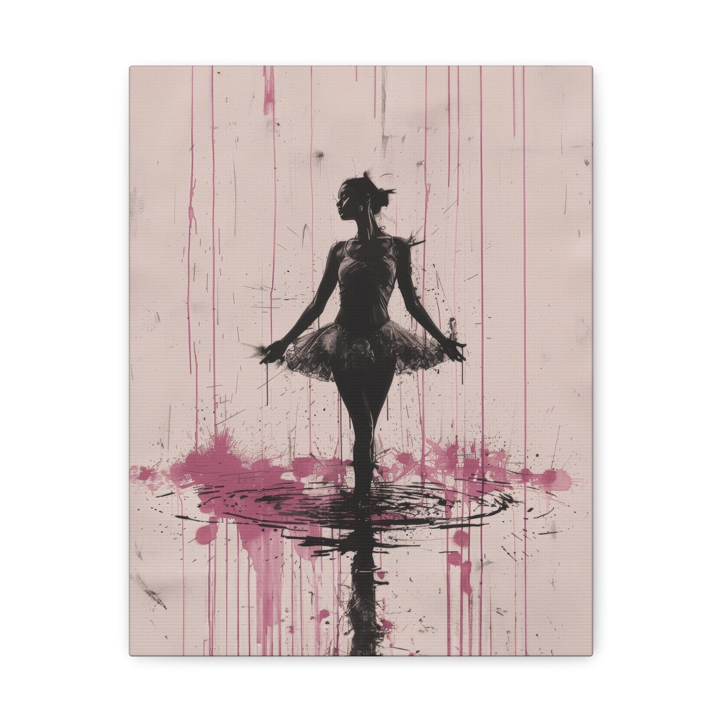 Grace in the Rain Abstract Ballerina Dancing Amidst Pink Showers Print on Canvas Gallery - 13 Sizes