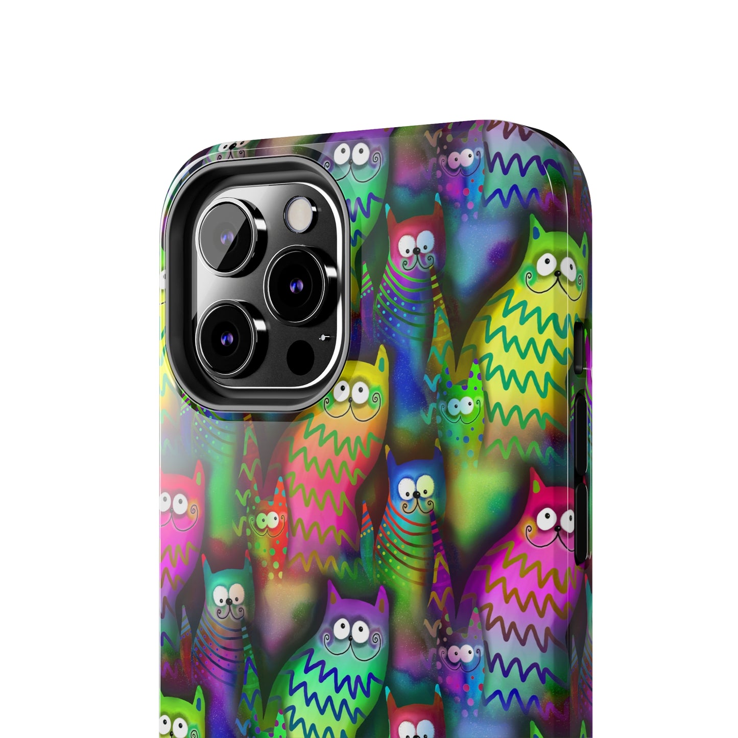 Neon Rainbow Cartoon Cats Iphone Tough Phone Case