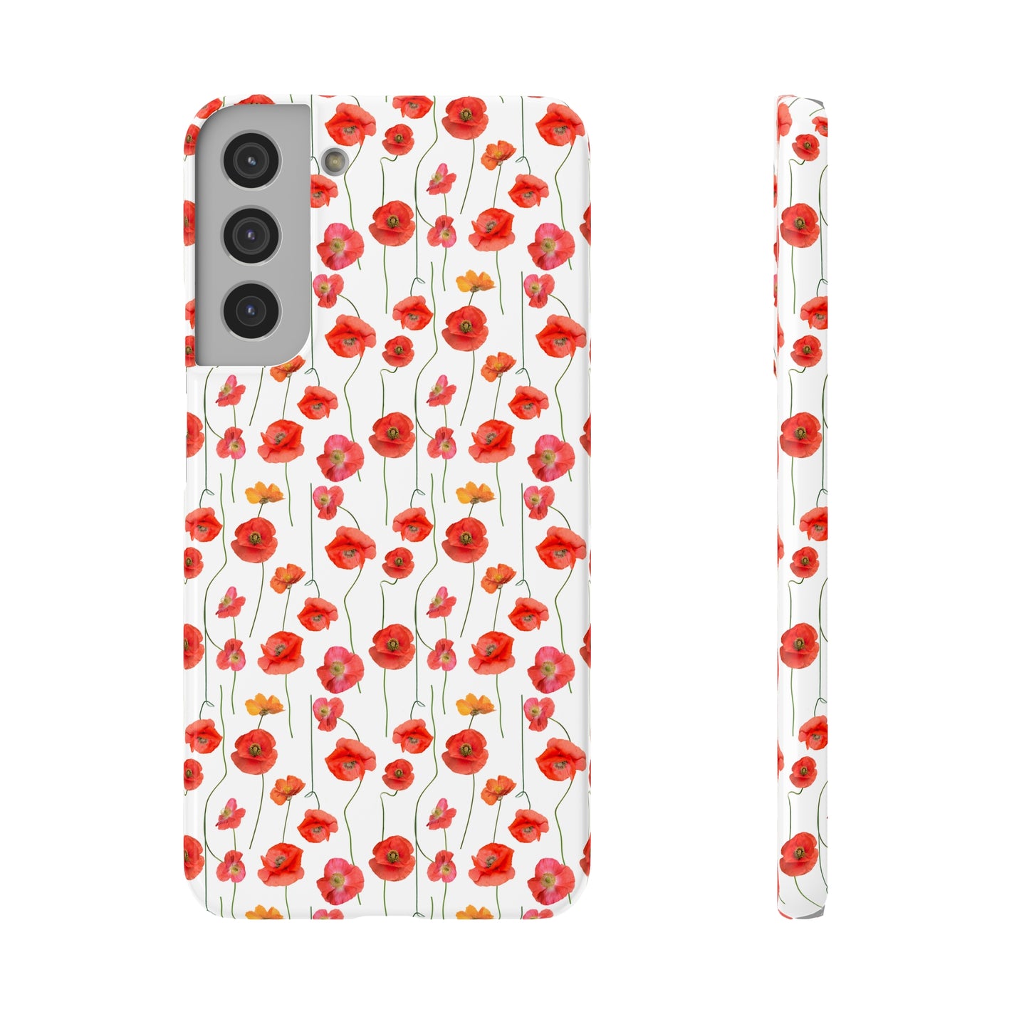 Vivid Elegance: Bright Red Poppies on a White Background Samsung Slim Cases