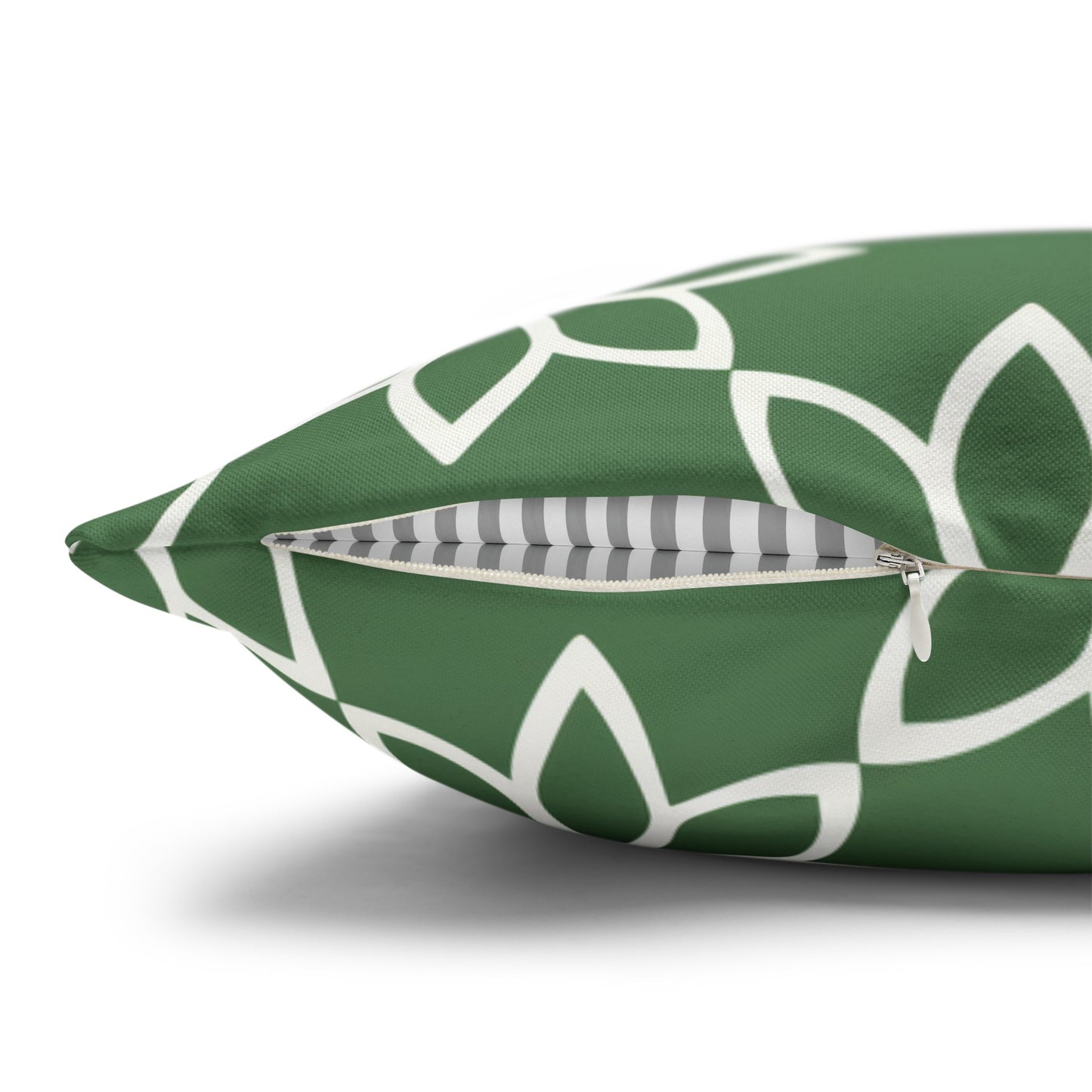 Modern Minimalist Green and White Geometric Floral Design Spun Polyester Square Pillowcase 4 Sizes