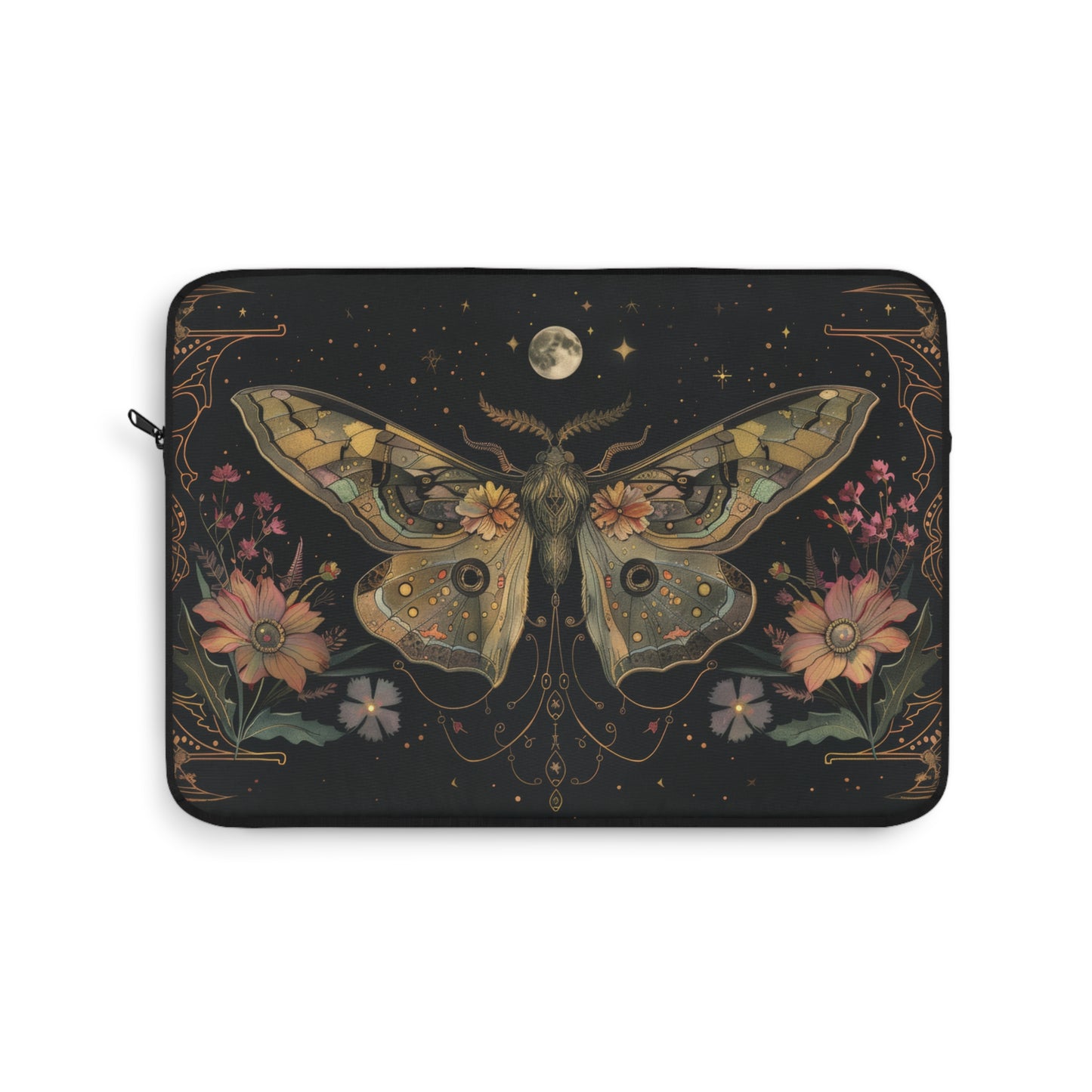 Lunar Moth Symphony with Moonlit Florals and Ethereal Glow Laptop or Ipad Protective Sleeve 3 Sizes Available