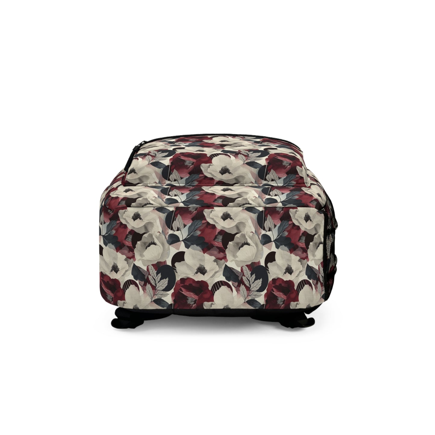 Elegant Vintage Floral Blooms in Wine, Cream and Charcoal Print Lightweight Stylish Durable Backpack (Made in USA)