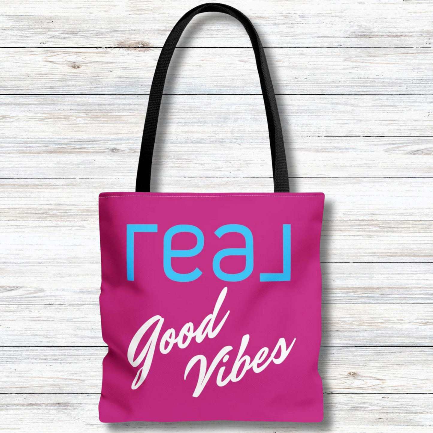 REAL Good Vibes Pink Stylish Canvas Tote Bag, 3 Sizes