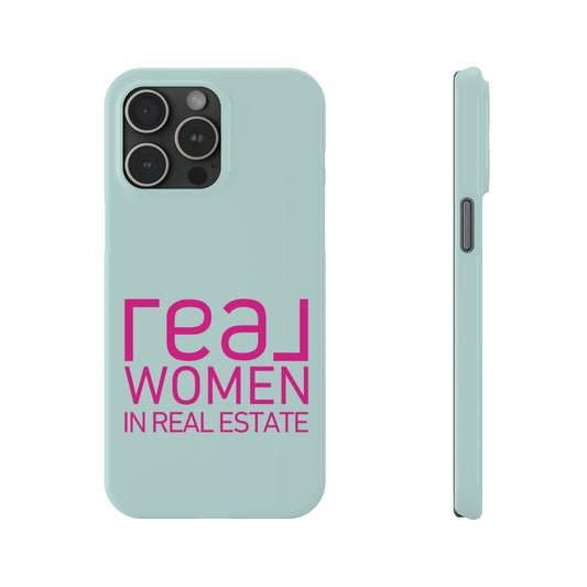 Seaglass Teal (Hot Pink Text) - REAL WOMEN IN REAL ESTATE Iphone 15-12 Slim Phone Case