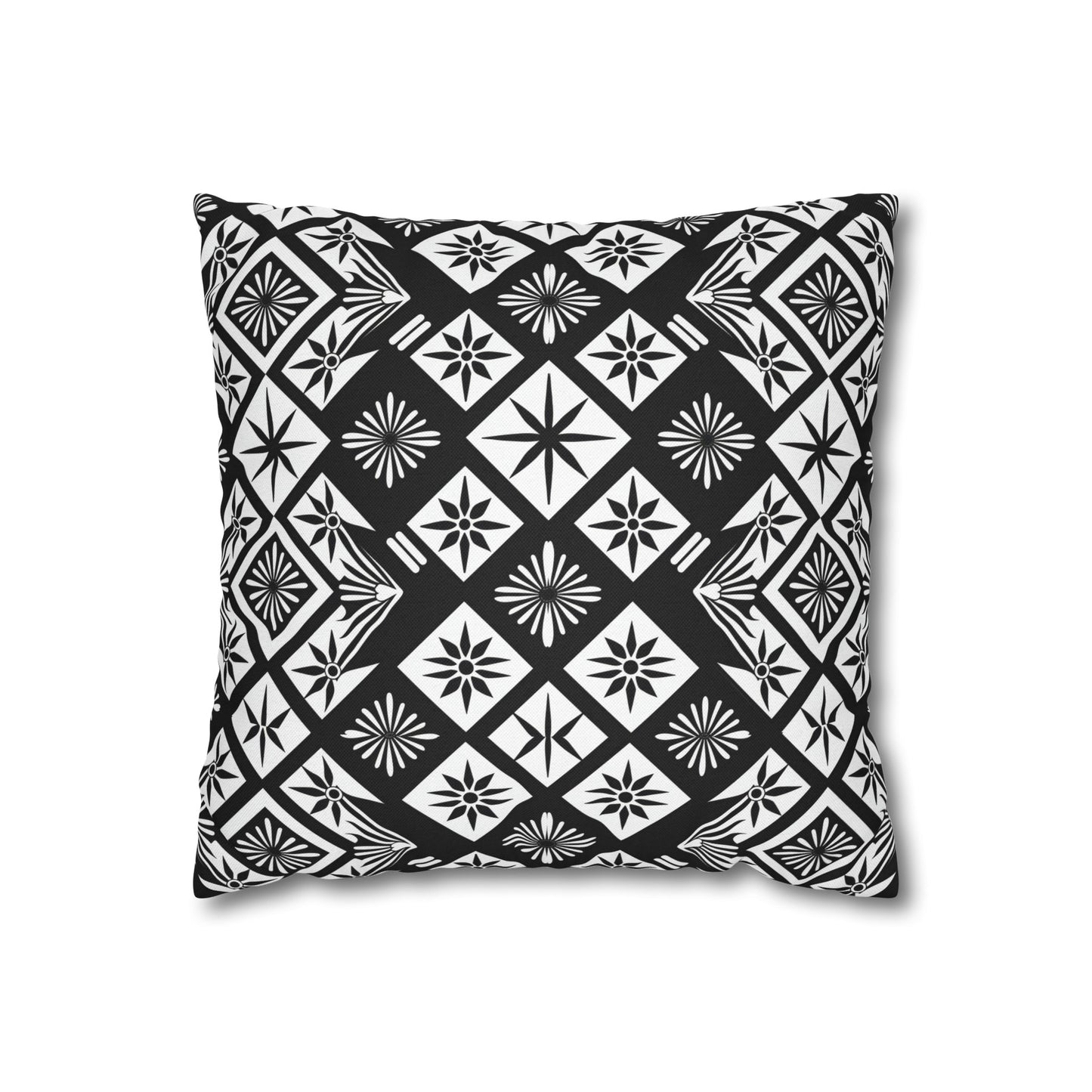 Monochrome Thai Dreamscape: Abstract Chevre Artistry Spun Polyester Square Pillowcase 4 Sizes