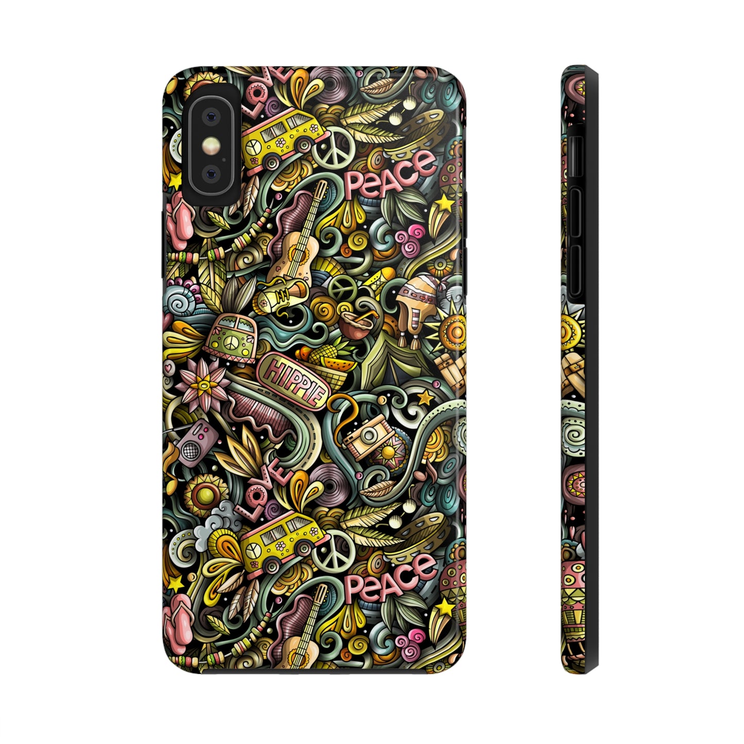 Peace, Love & VW Fun Cartoon Design Iphone Tough Phone Case