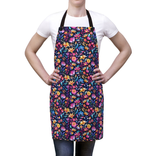 Enchanted Night Garden of Floral Bliss Kitchen Chef Apron