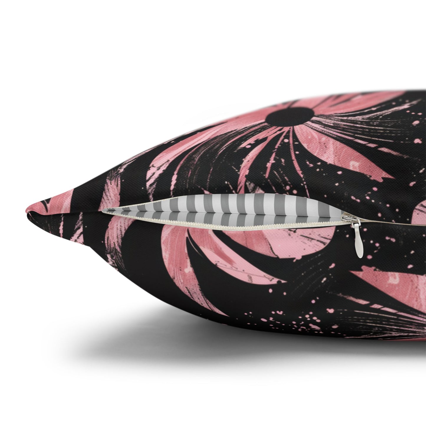 Stellar Blooms of Cosmic Pink on Midnight Black Design Spun Polyester Square Pillowcase 4 Sizes