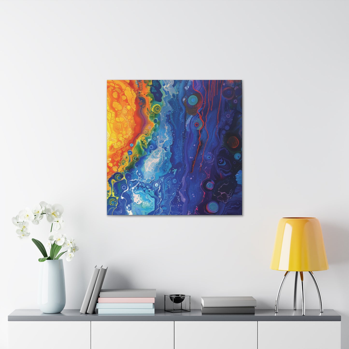 Sun Fire and Space Alcohol Ink Print on Canvas Gallery Wraps  - 5 Sizes