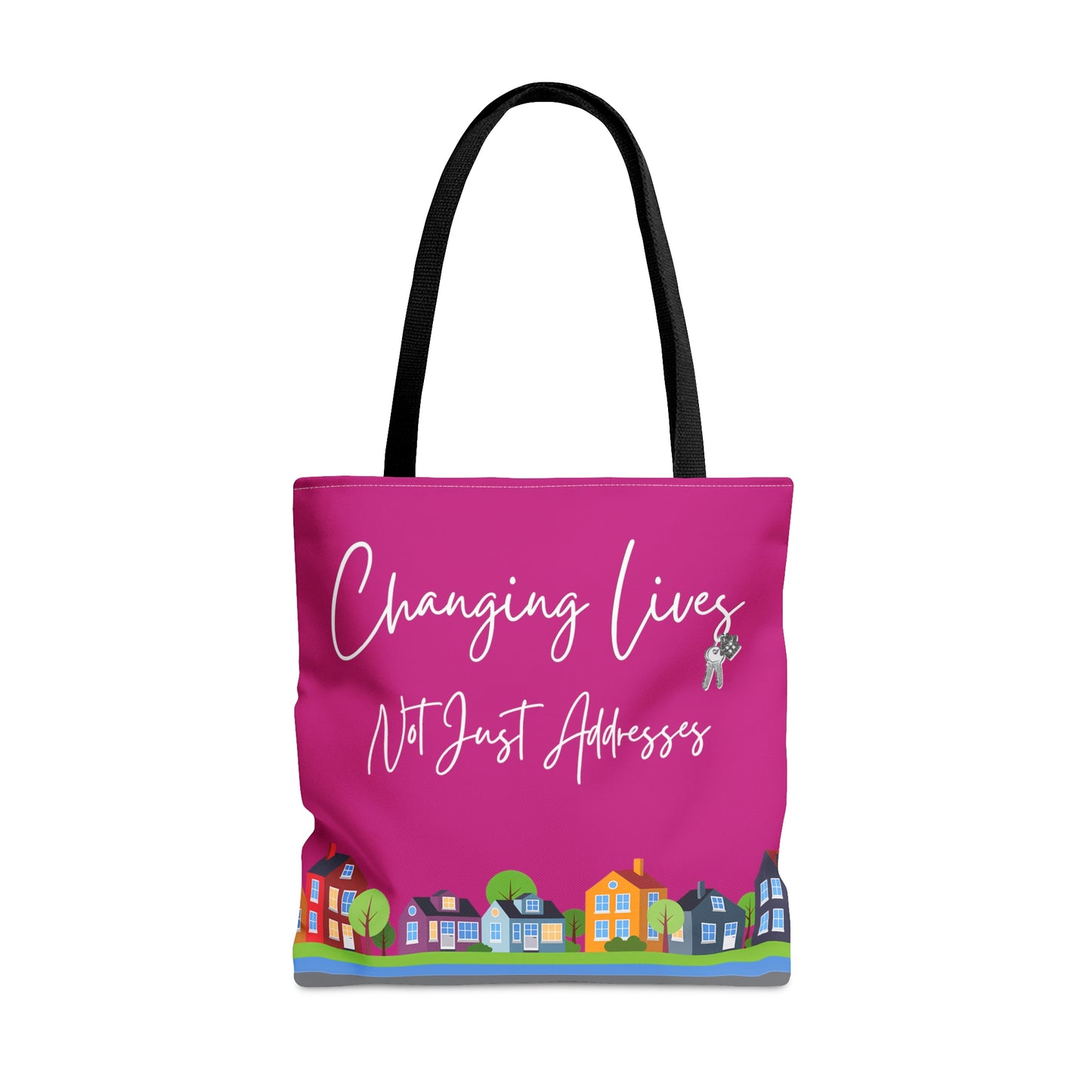 Changing Lives Not Just Addresses White Writing - Canvas Tote 3 Sizes