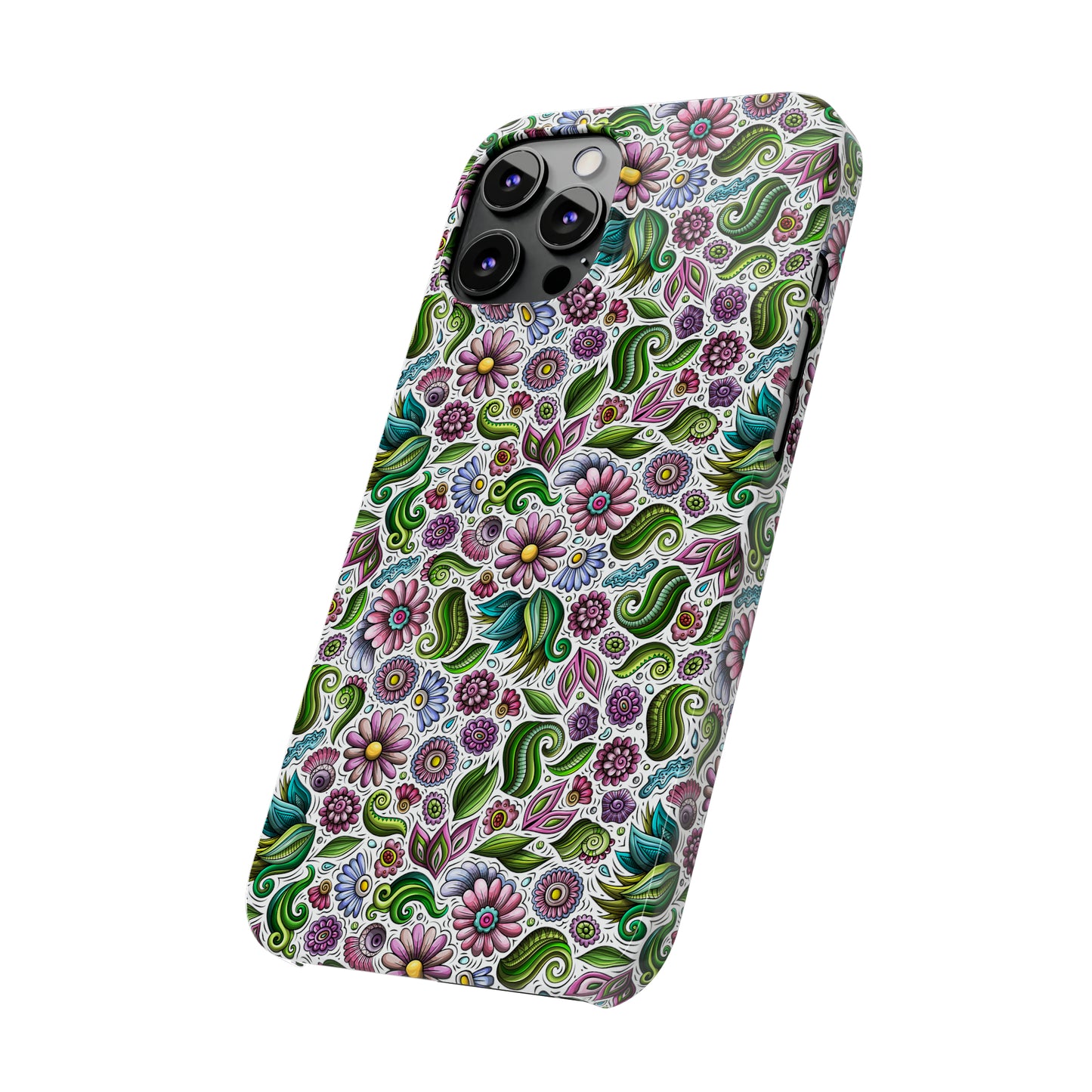 Purple & Pink Daisy Floral Print Iphone 15-12 Slim Phone Case