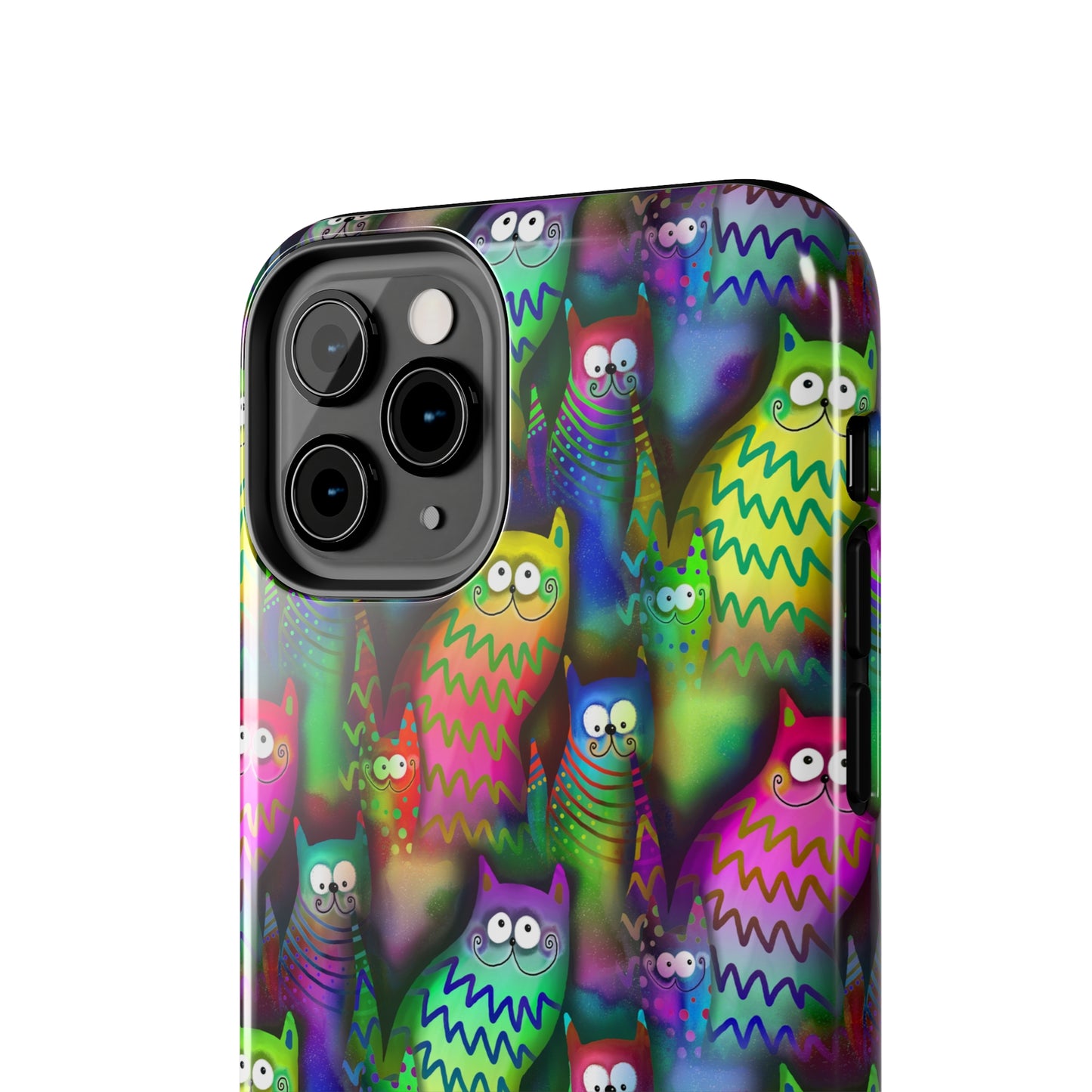 Neon Rainbow Cartoon Cats Iphone Tough Phone Case