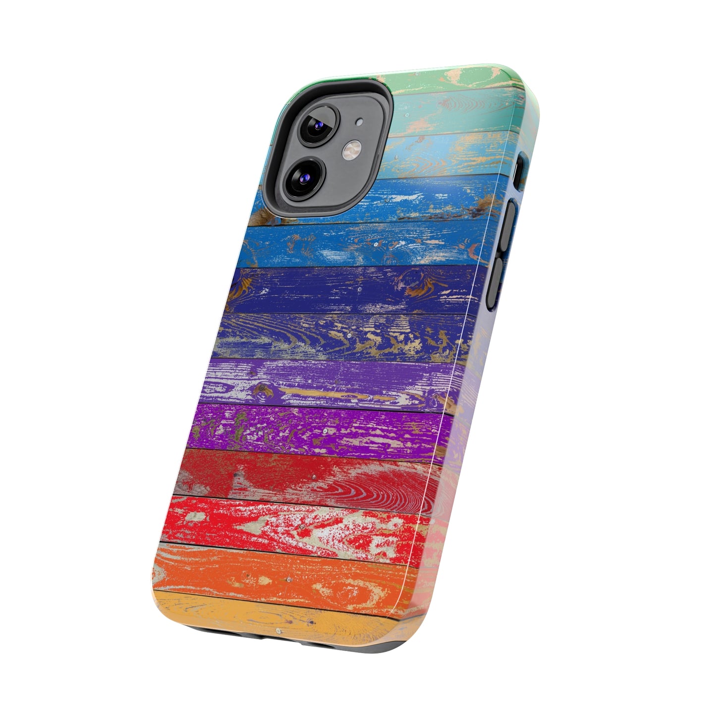 Rainbow Wood Planks Iphone Tough Phone Case