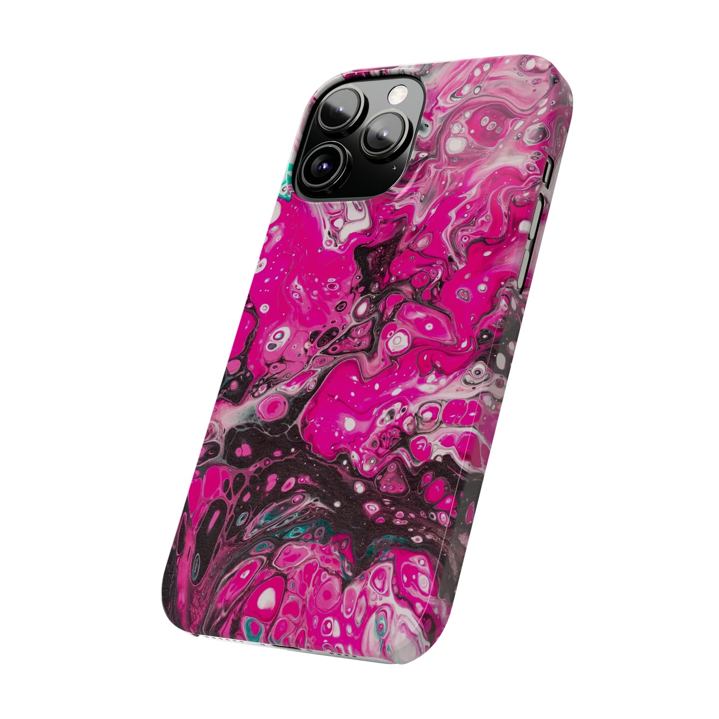 Pink, Black and White Alcohol Ink Design Iphone 15-12 Slim Phone Case