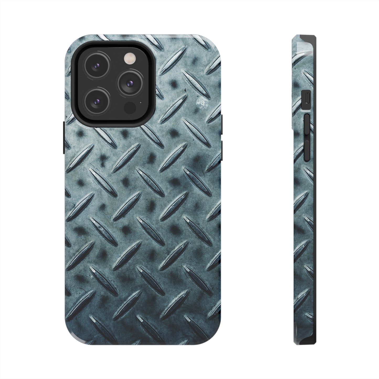 Blue Steel Diamond Plate Design Iphone Tough Phone Case