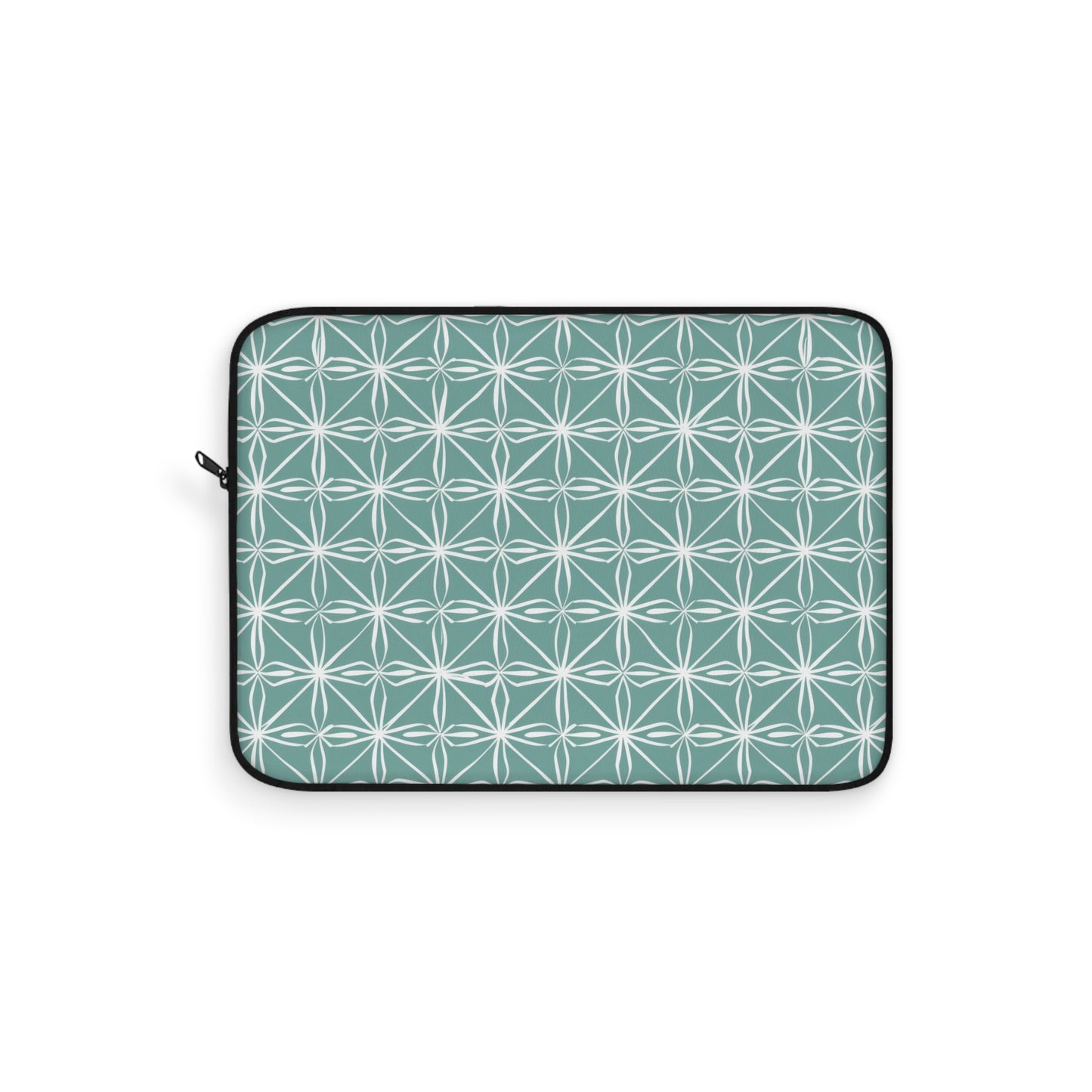 Elegant Minimalist Geometric Line Art in White and Teal Pattern Laptop or Ipad Protective Sleeve 3 Sizes Available