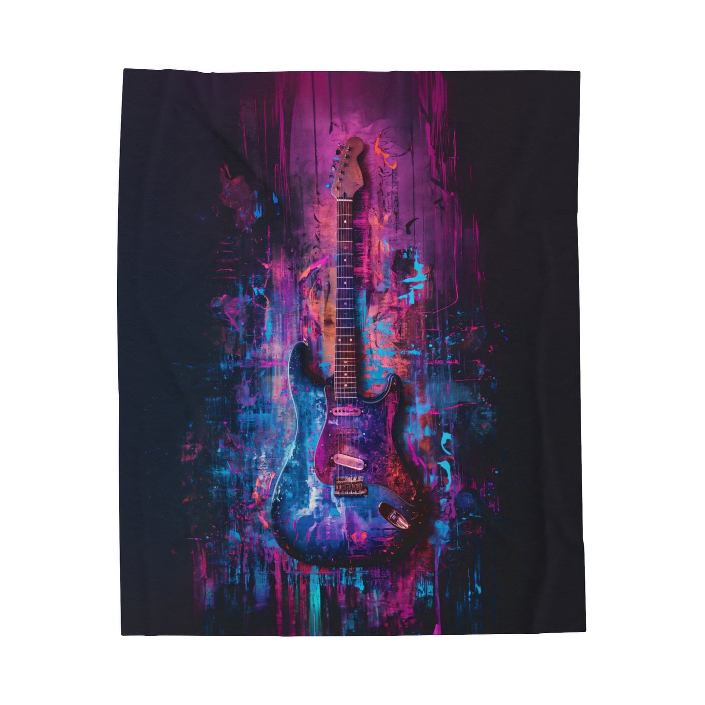 Rocking in the Purple Haze: Electric Guitar Vibes Velveteen Plush Blanket 3 Sizes