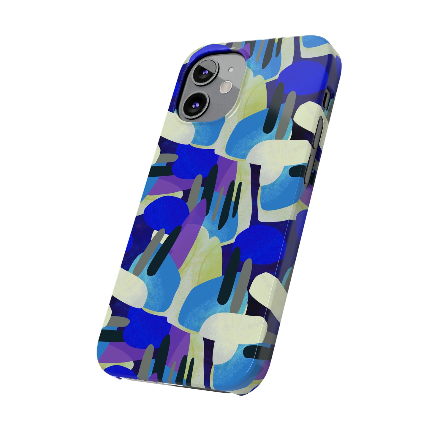 Blue, Purple and Green Abstract Design Iphone 15-12 Slim Phone Case