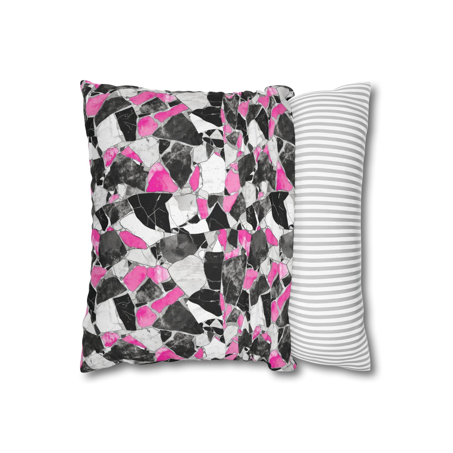 Chic Pink and Gray Mosaic Design Spun Polyester Square Pillowcase 4 Sizes