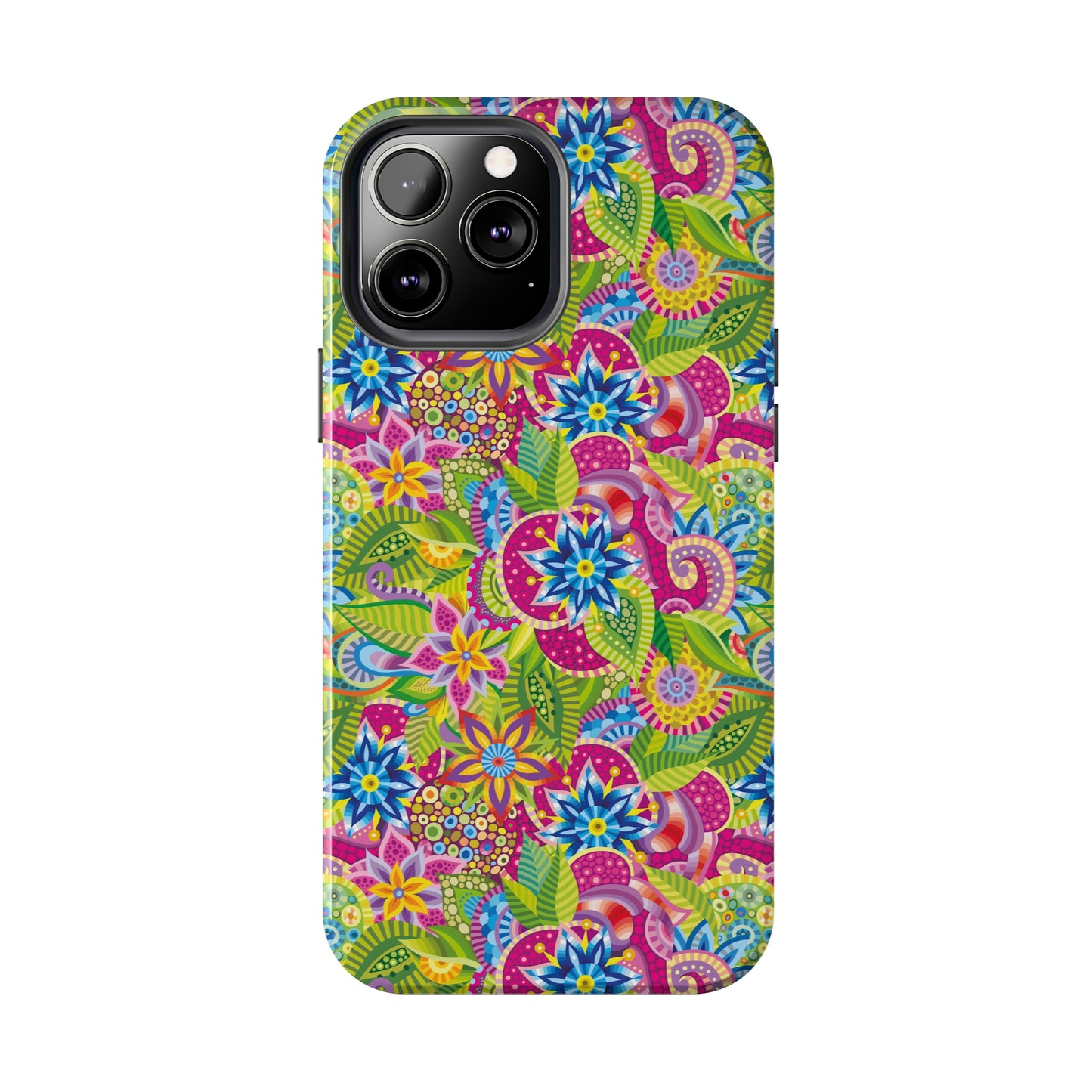 Vibrant Array of Abstract Flowers and Paisley in Rainbow Hues Iphone Tough Phone Case