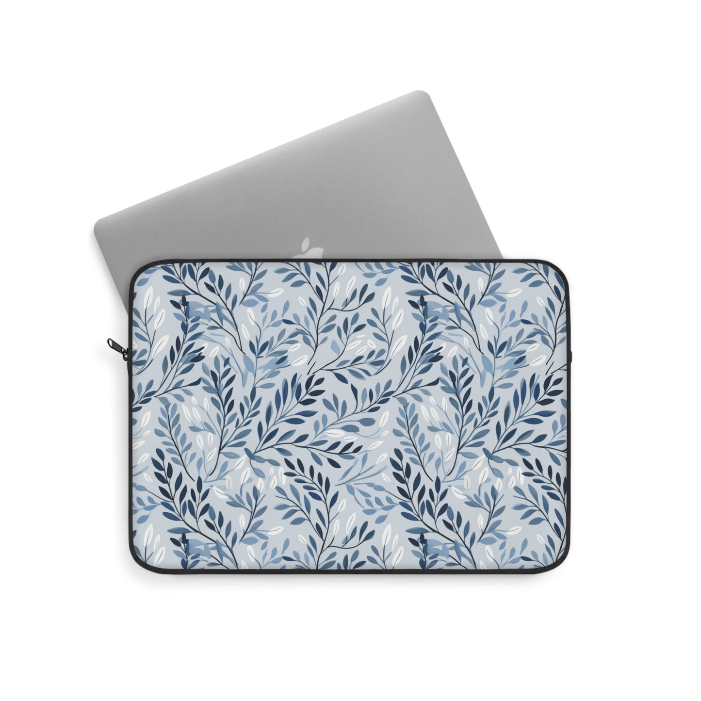 Elegant Blue and White Botanical Pattern Laptop or Ipad Protective Sleeve 3 Sizes Available