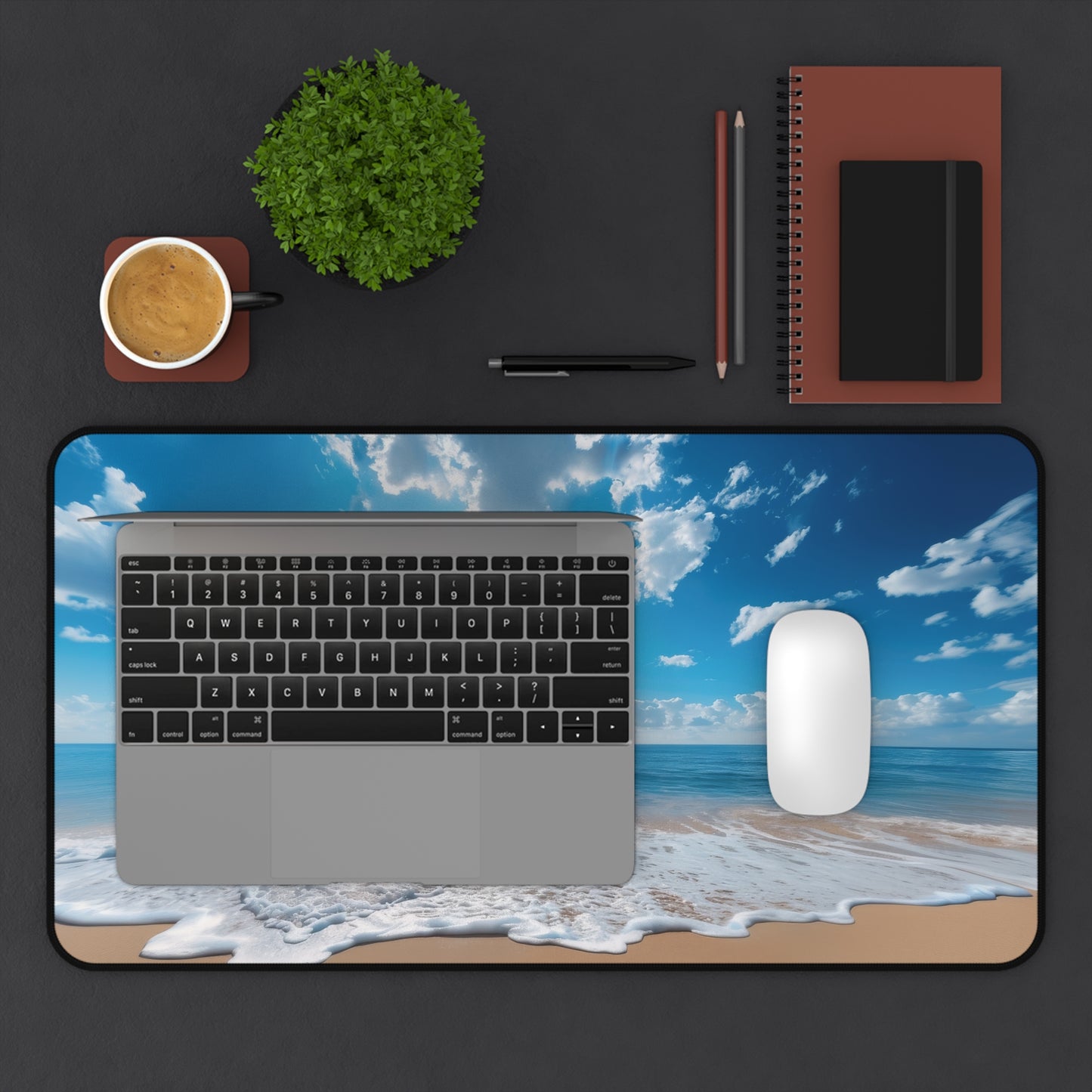 Tranquil Beachscape with Endless Blue Sky, Sparkling Ocean, and Golden Sand Extended Gaming Mouse Pad  Desk Mat  - 3 Sizes