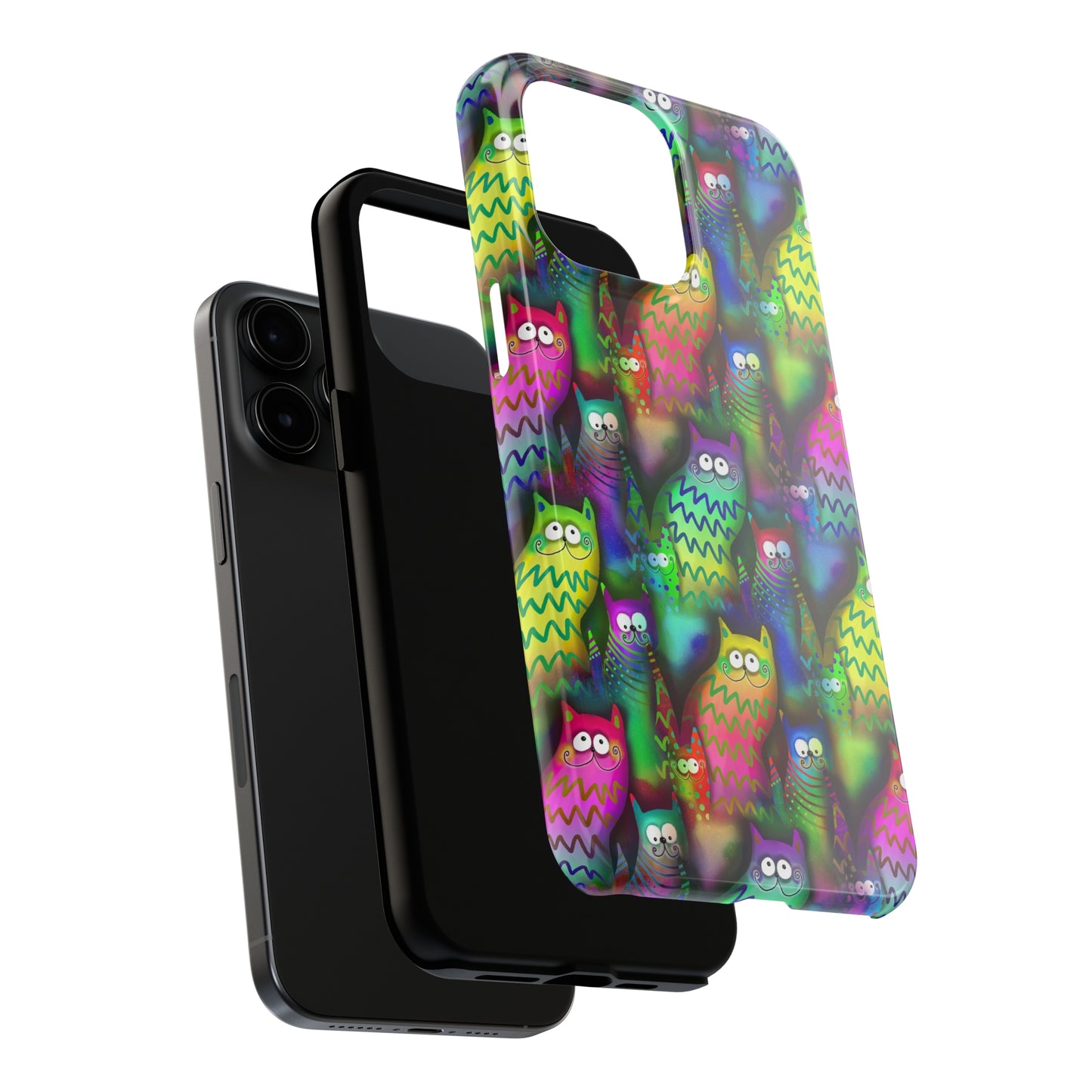 Neon Rainbow Cartoon Cats Iphone Tough Phone Case